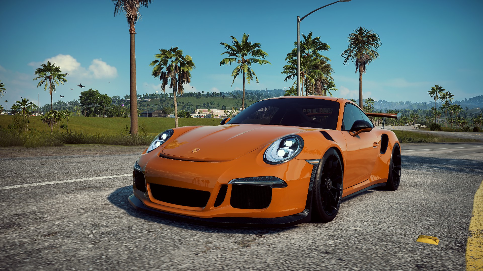 General 1920x1080 Porsche Porsche 911 GT3 R Porsche 911 car street view 4K Need for Speed: Heat vehicle road orange model trees grass video games