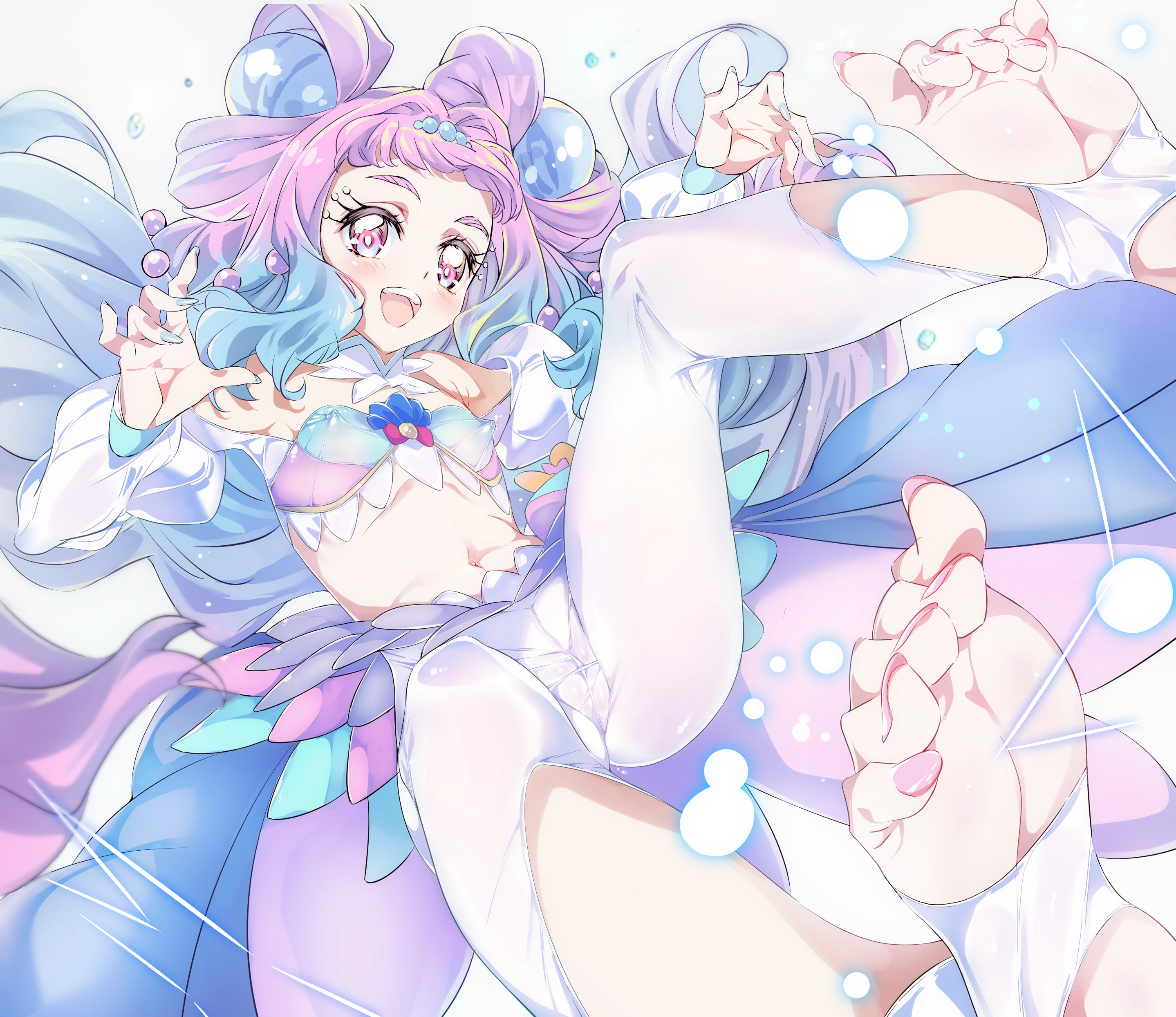 Anime 2877x2488 Niko (artist) magical girls Pretty Cure Tropical-Rouge! Precure anime girls nipple bulge gradient hair