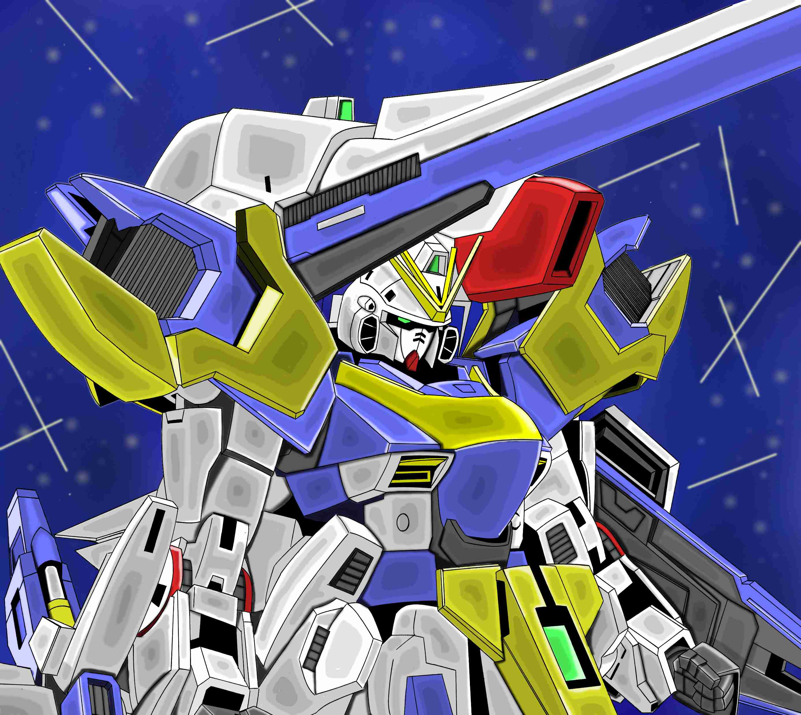 Anime 2777x2478 anime mechs Gundam Super Robot Taisen Mobile Suit V Gundam V2 Assault Buster Gundam artwork digital art fan art