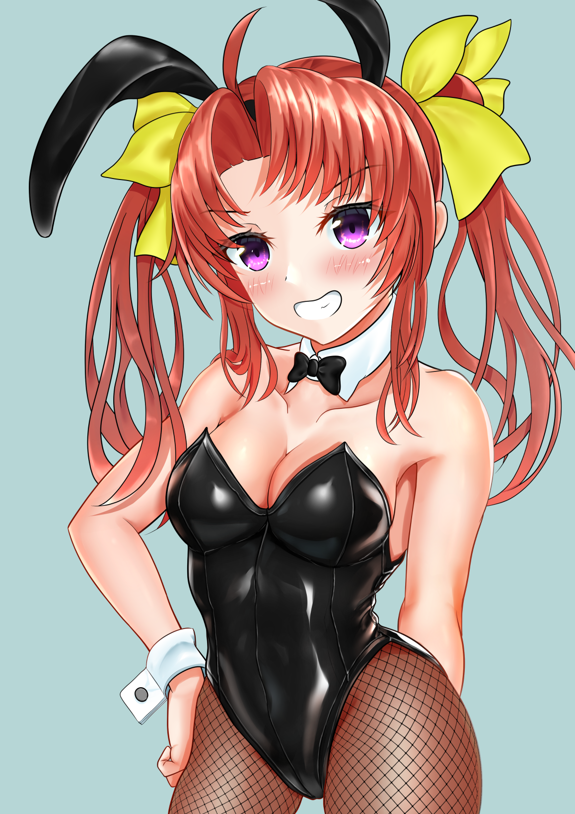Anime 1158x1637 Kagerou (KanColle) Kantai Collection twintails brunette anime anime girls artwork digital art fan art bunny suit fishnet cleavage bunny ears