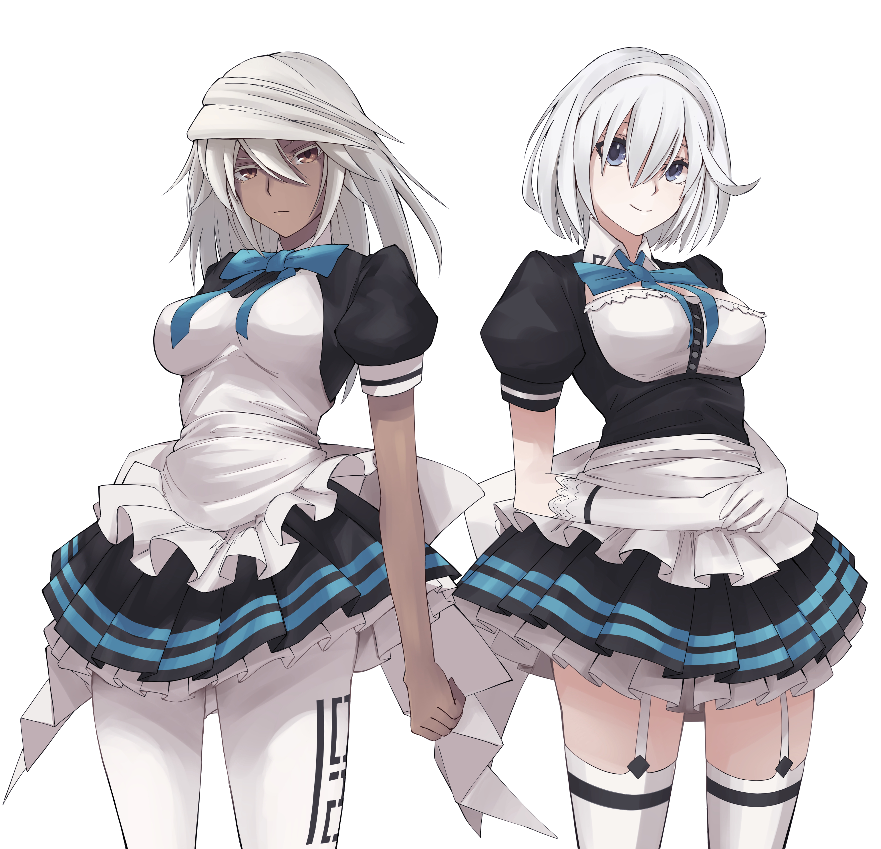 Anime 3426x3301 Ramlethal Valentine Elphelt Valentine anime girls Fighting Games Guilty gear strive Guilty Gear white background simple background dark skin maid outfit