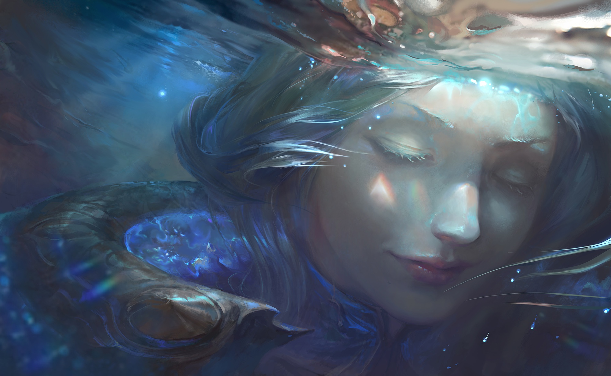 General 2000x1233 League of Legends underwater closed eyes face
