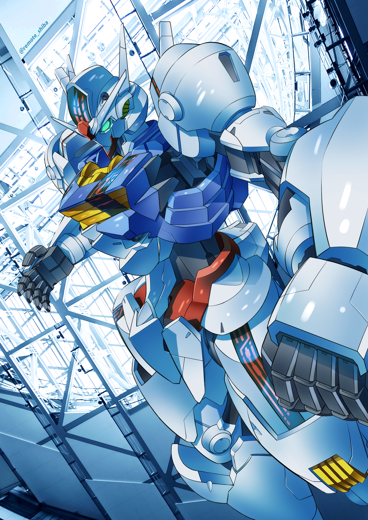 Anime 1240x1754 anime mechs Gundam Super Robot Taisen Mobile Suit Gundam THE WITCH FROM MERCURY Gundam Aerial artwork digital art fan art