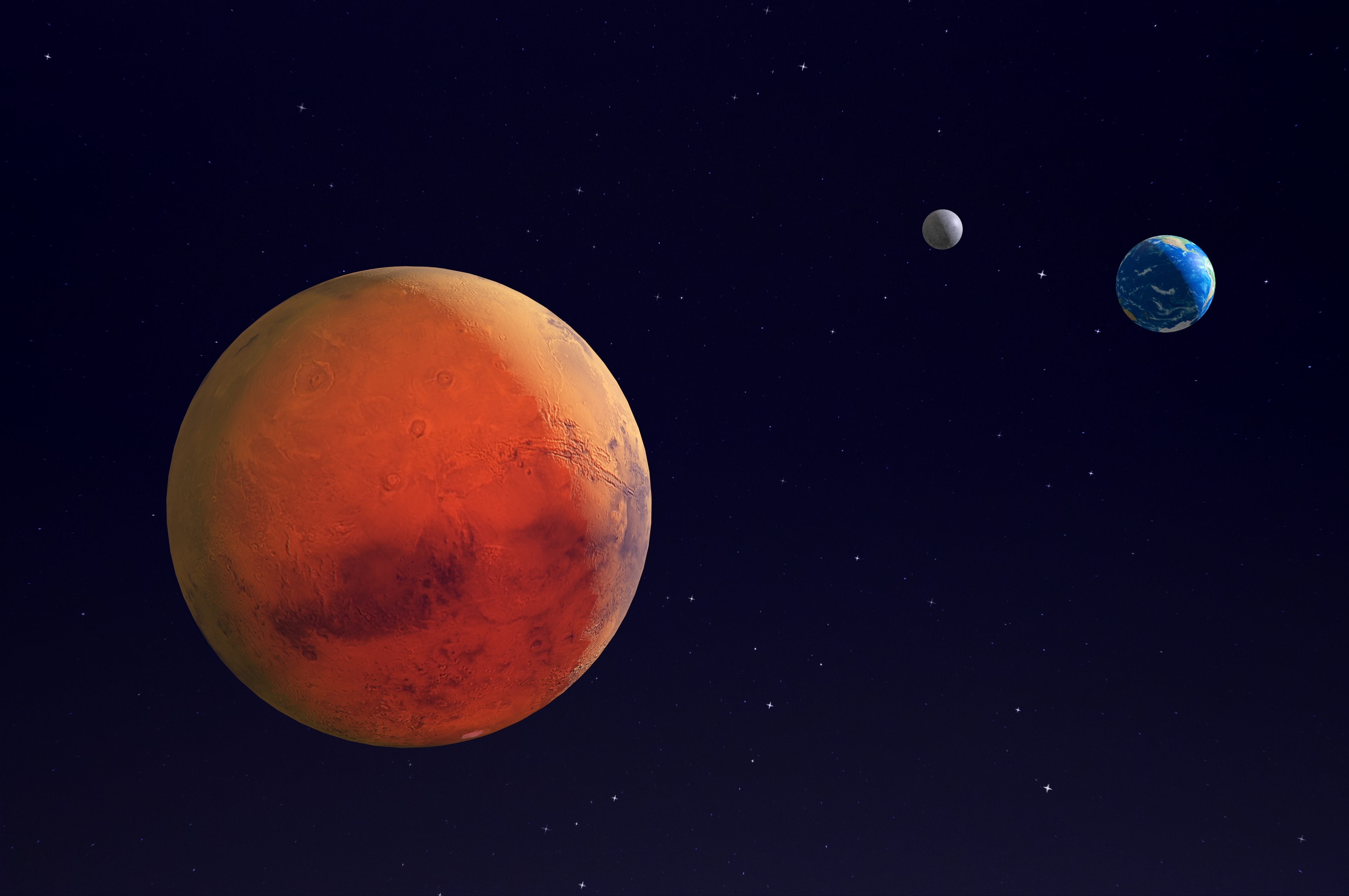 General 3846x2556 Earth Moon Mars space stars planet