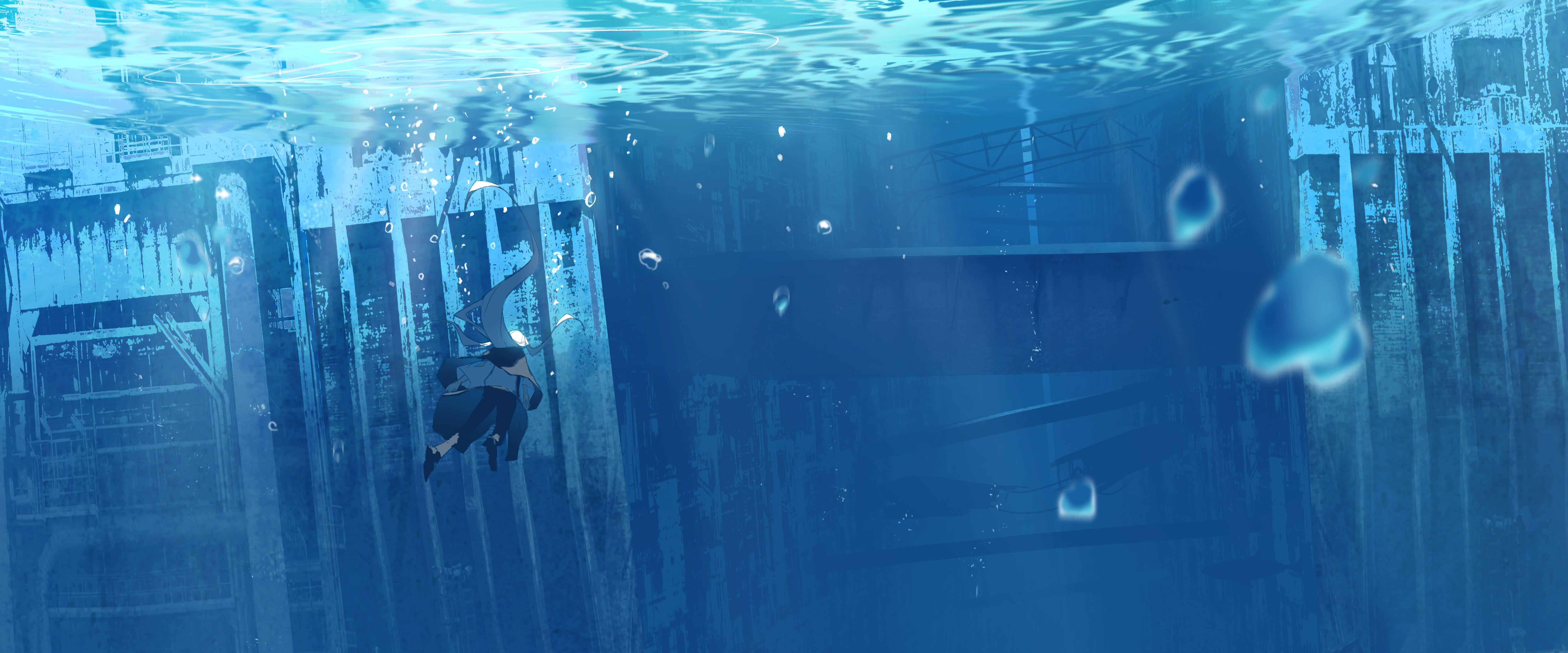 Anime 6000x2500 anime underwater Asteroid (artist)