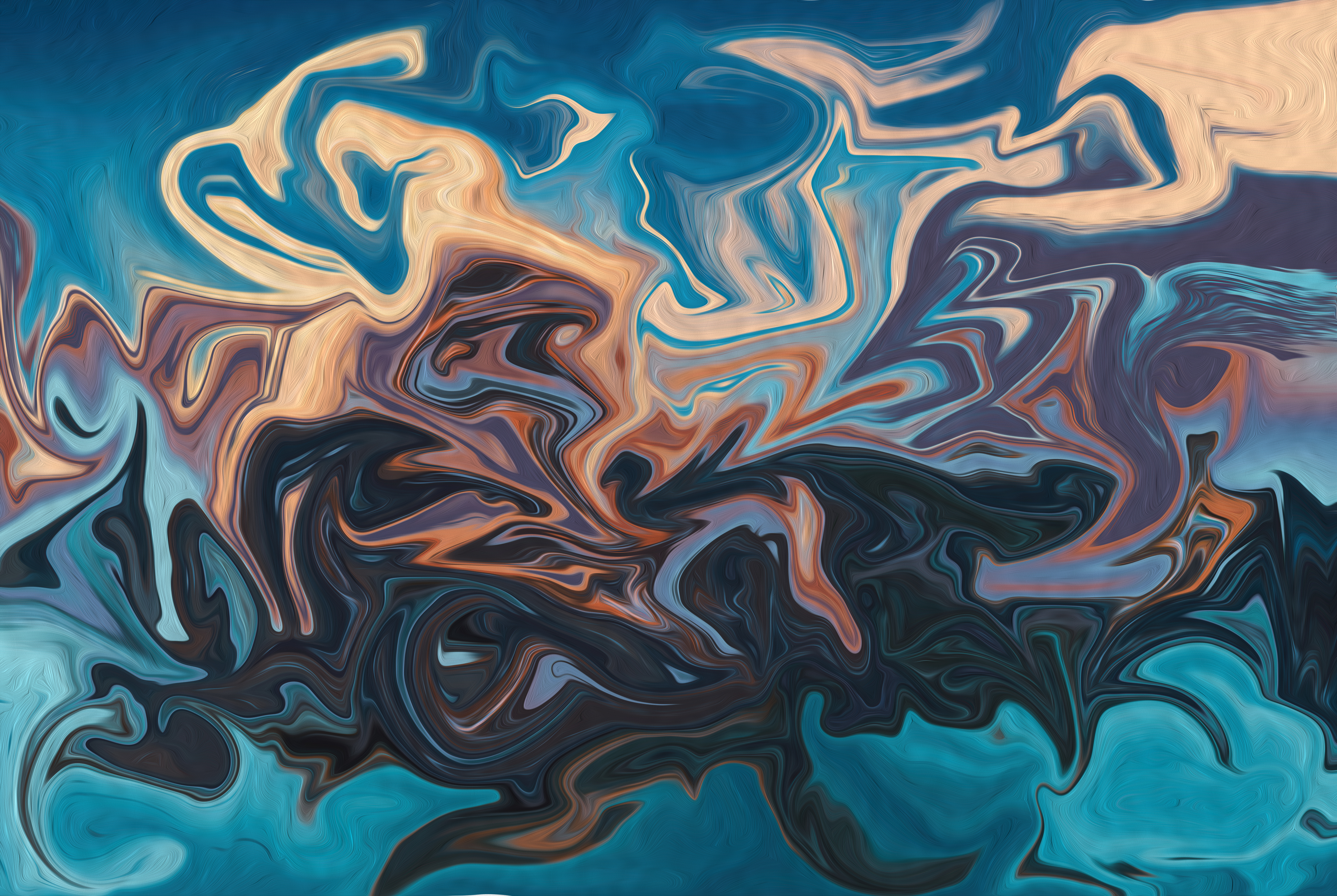 General 3840x2573 abstract digital art artwork fluid liquid blue oil painting paint splash