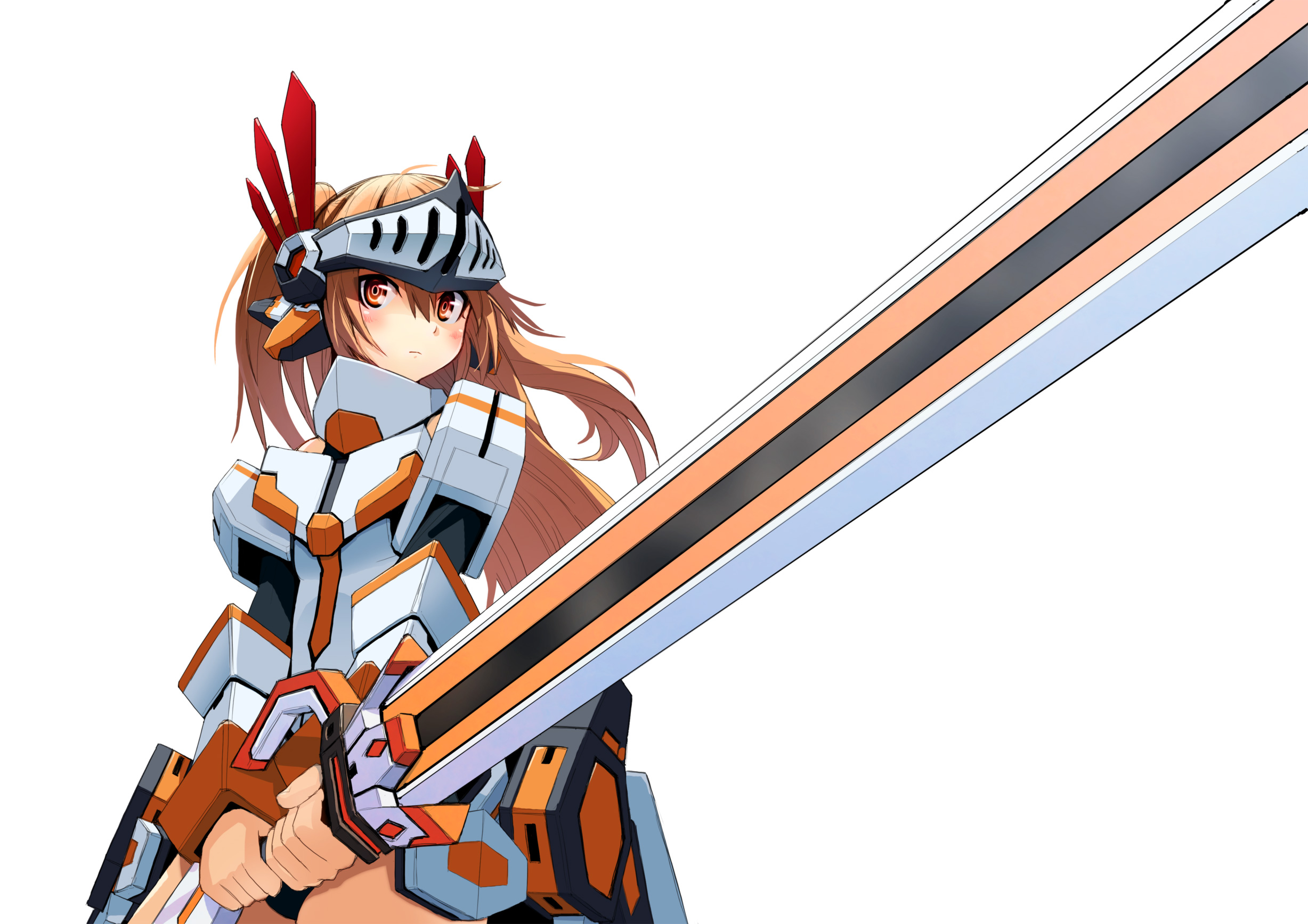 Anime 2455x1736 artwork thigh-highs Cosmic Break armor weapon anime girls Morizo CS sword