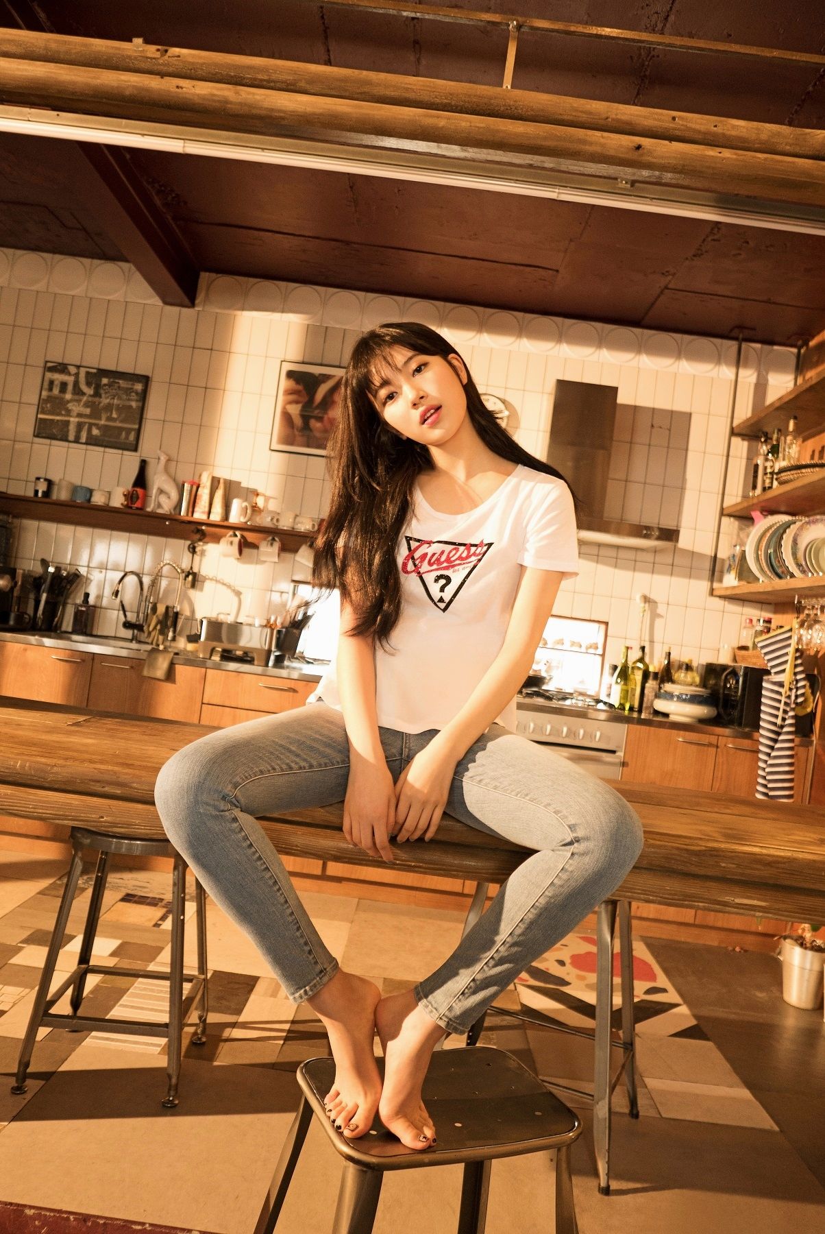 People 1204x1800 Bae Suzy women barefoot jeans pointed toes