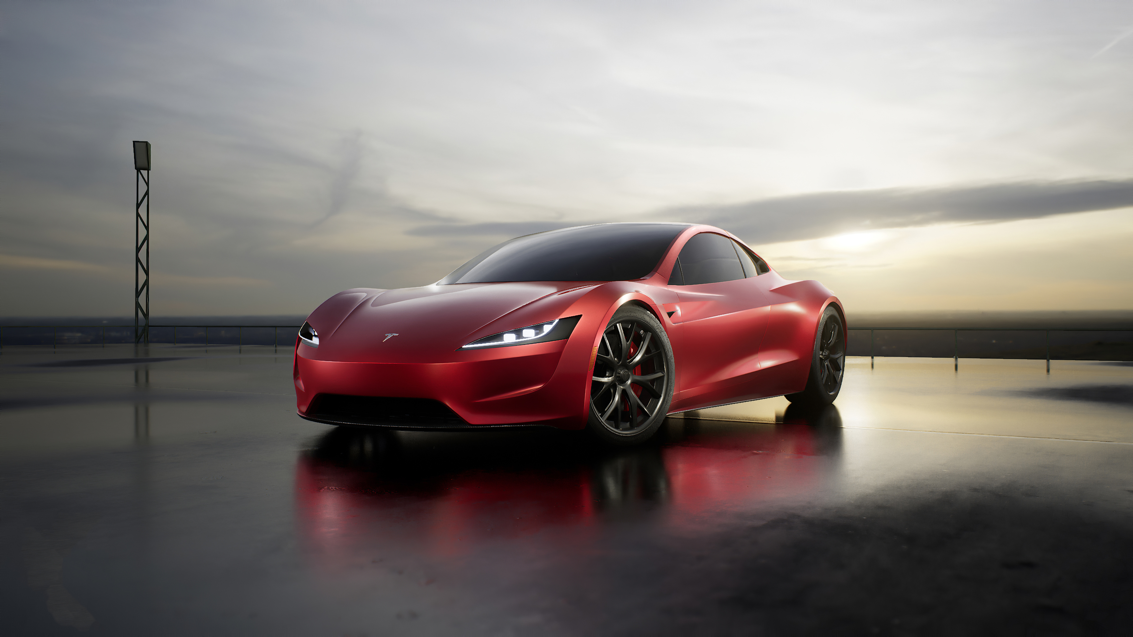 General 3840x2160 Tesla Roadster car vehicle red cars electric car frontal view