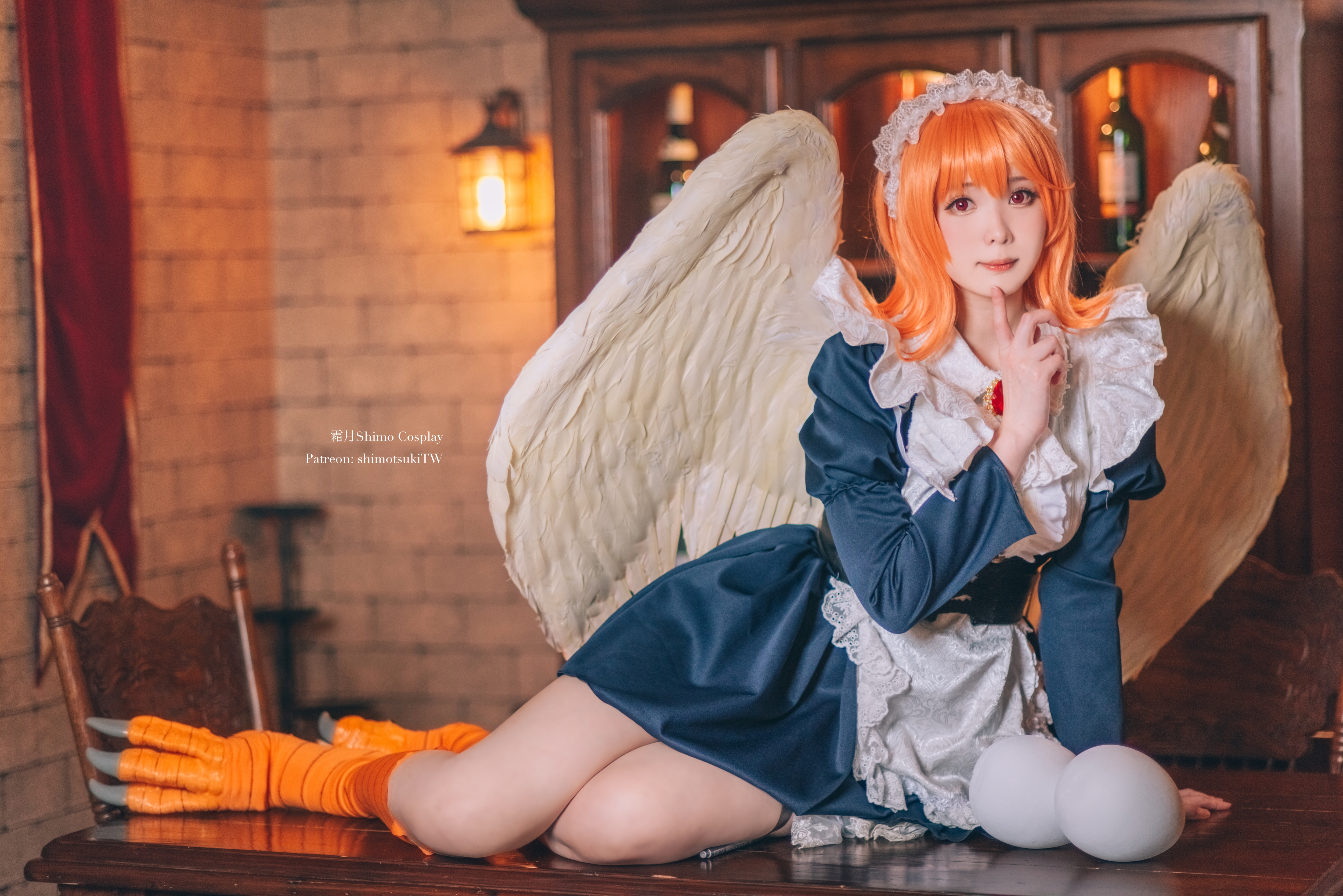 People 5000x3337 Shimo Cosplay women model Asian Meidri Interspecies Reviewers anime anime girls maid maid outfit monster girl wings women indoors eggs cosplay aegyo sal