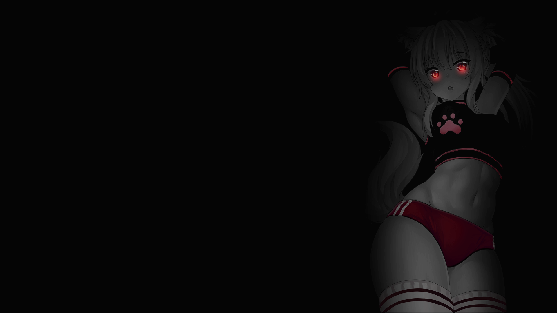 Anime 1920x1080 selective coloring simple background dark background black background anime girls short shorts Tiffy