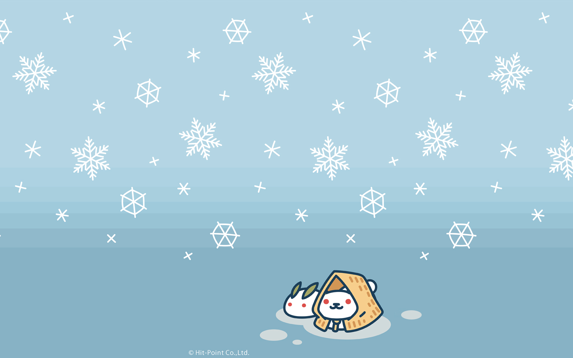 Anime 1920x1200 Nekoatsume kittens snowflakes blue background rabbits