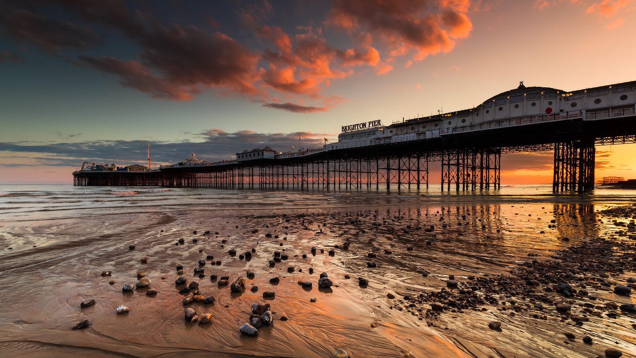 General 2048x1152 England UK Sussex Brighton (England) pier coast sky sunlight outdoors clouds