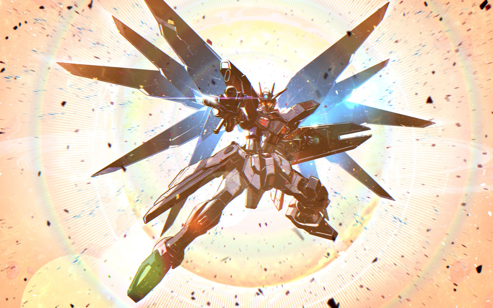 Anime 2074x1296 anime mechs Super Robot Taisen Gundam Freedom Gundam Mobile Suit Gundam SEED artwork digital art fan art