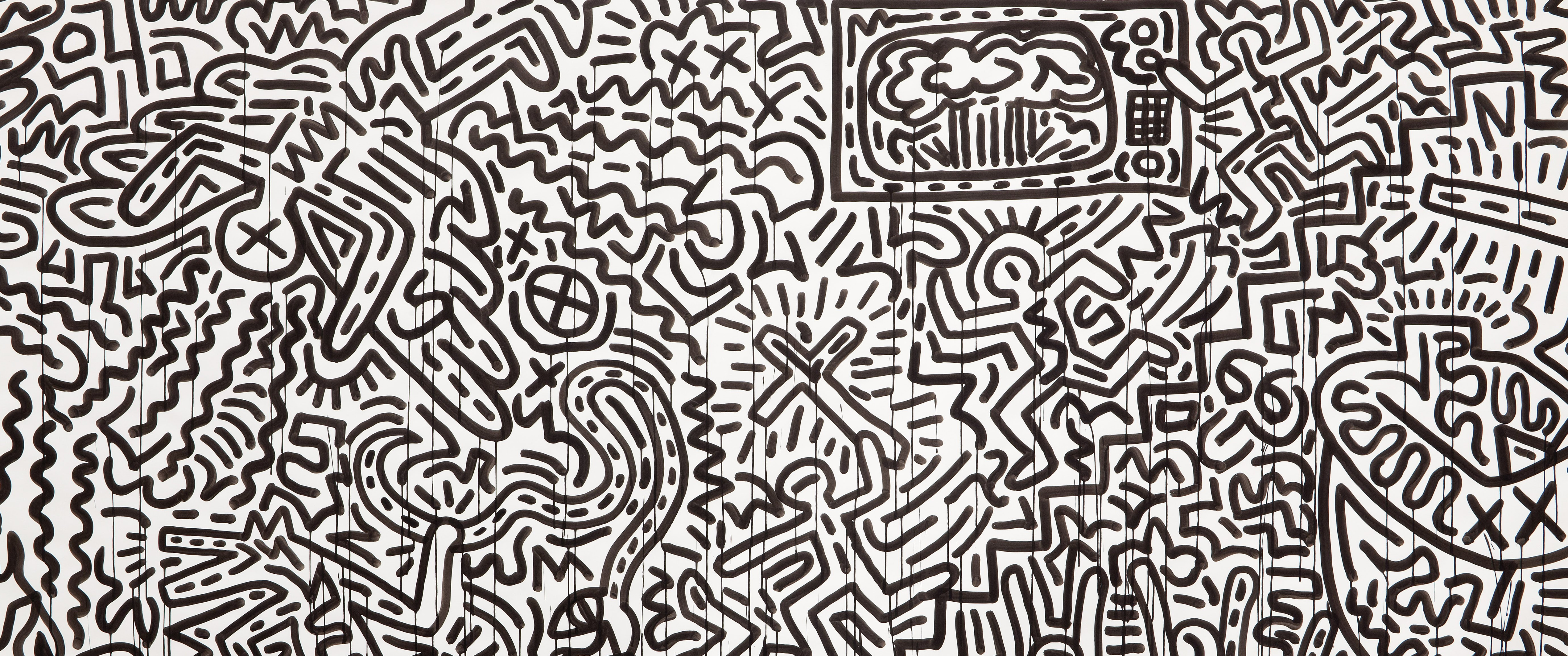 General 5160x2160 Keith Haring pop art paper ink drawing digital art