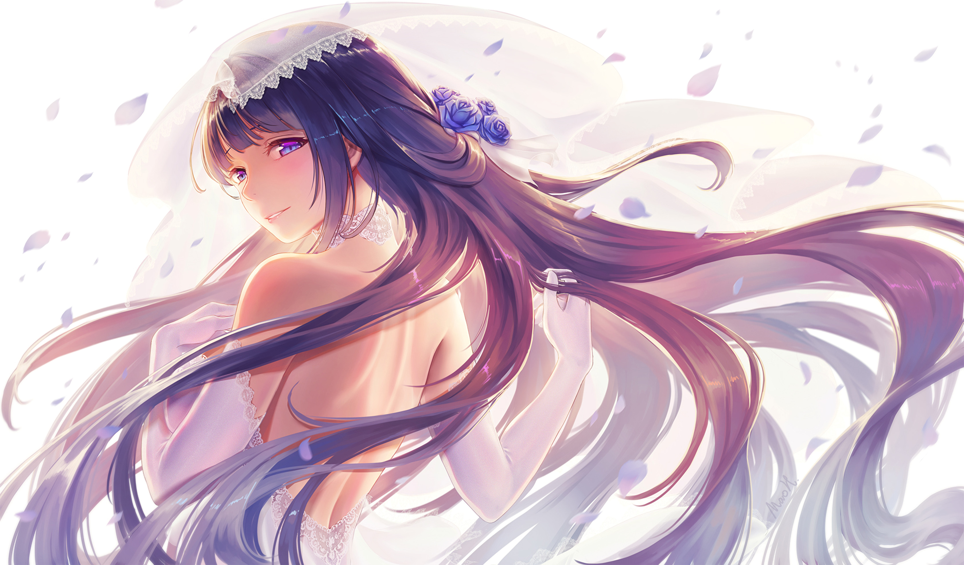 Anime 3360x1972 anime girls long hair wedding dress bridal veil Honkai Impact Honkai Impact 3rd Raiden Mei Ulquiorra0