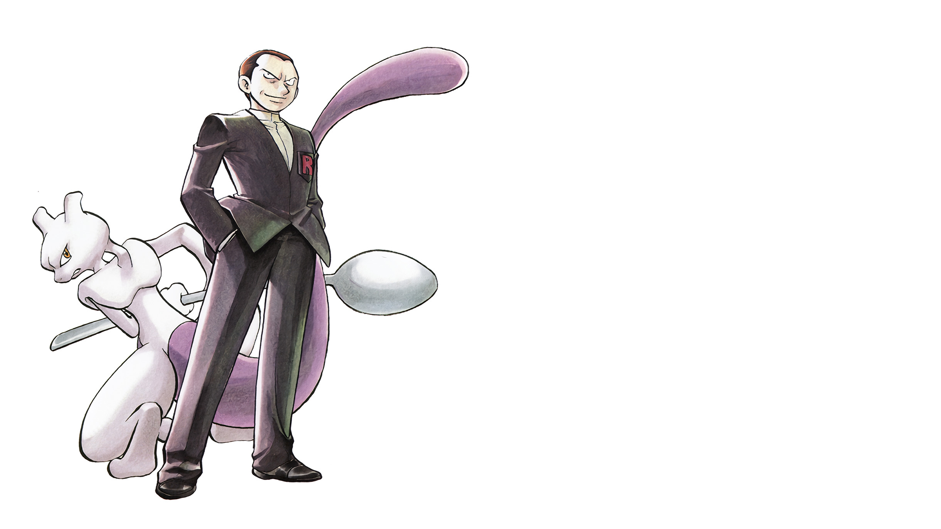 Anime 1920x1080 Pokémon Giovanni Team Rocket Mewtwo simple background spoon