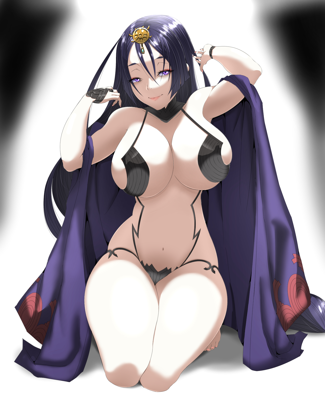 Anime 1300x1605 Fate series Shuten Douji (Fate/Grand Order) Fate/Grand Order bob cut Minamoto no Raikou anime girls skimpy clothes big boobs purple eyes