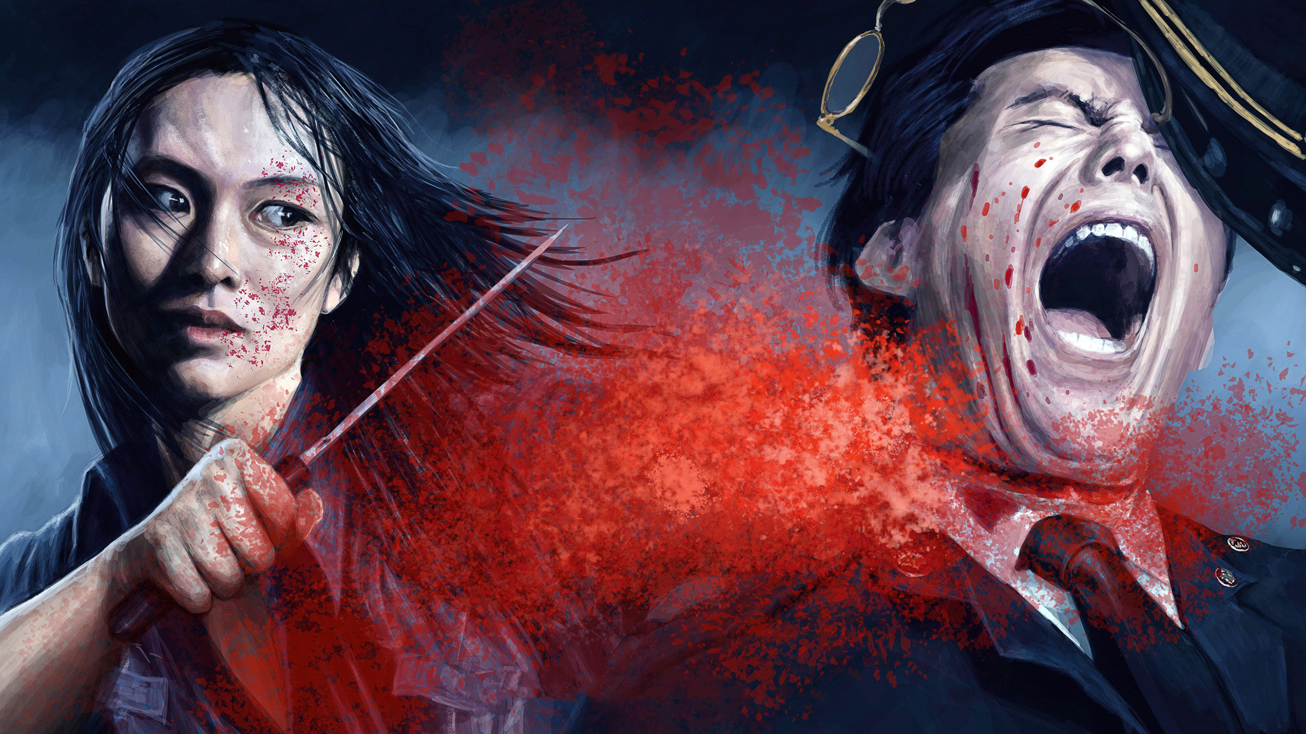 General 2560x1440 wormrot album covers Asian blood painting knife gore