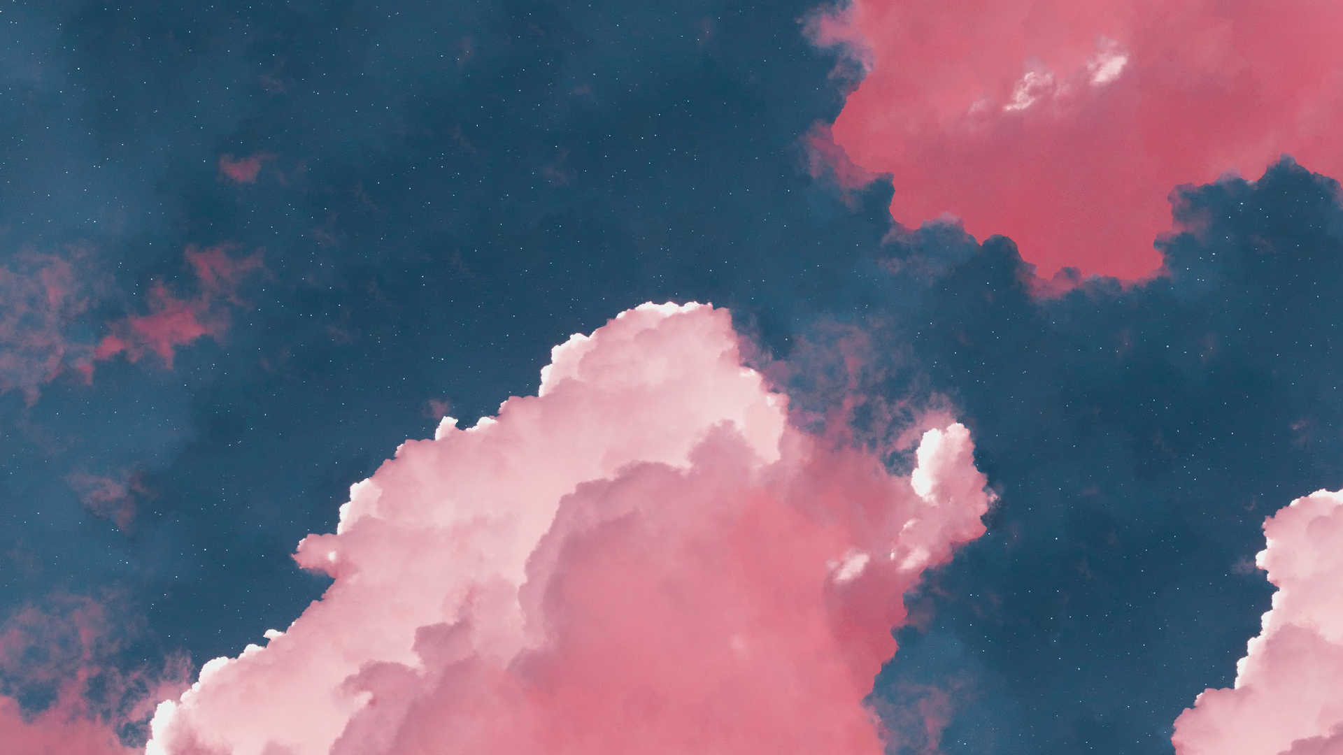 General 1920x1080 clouds sky simple background artwork pink