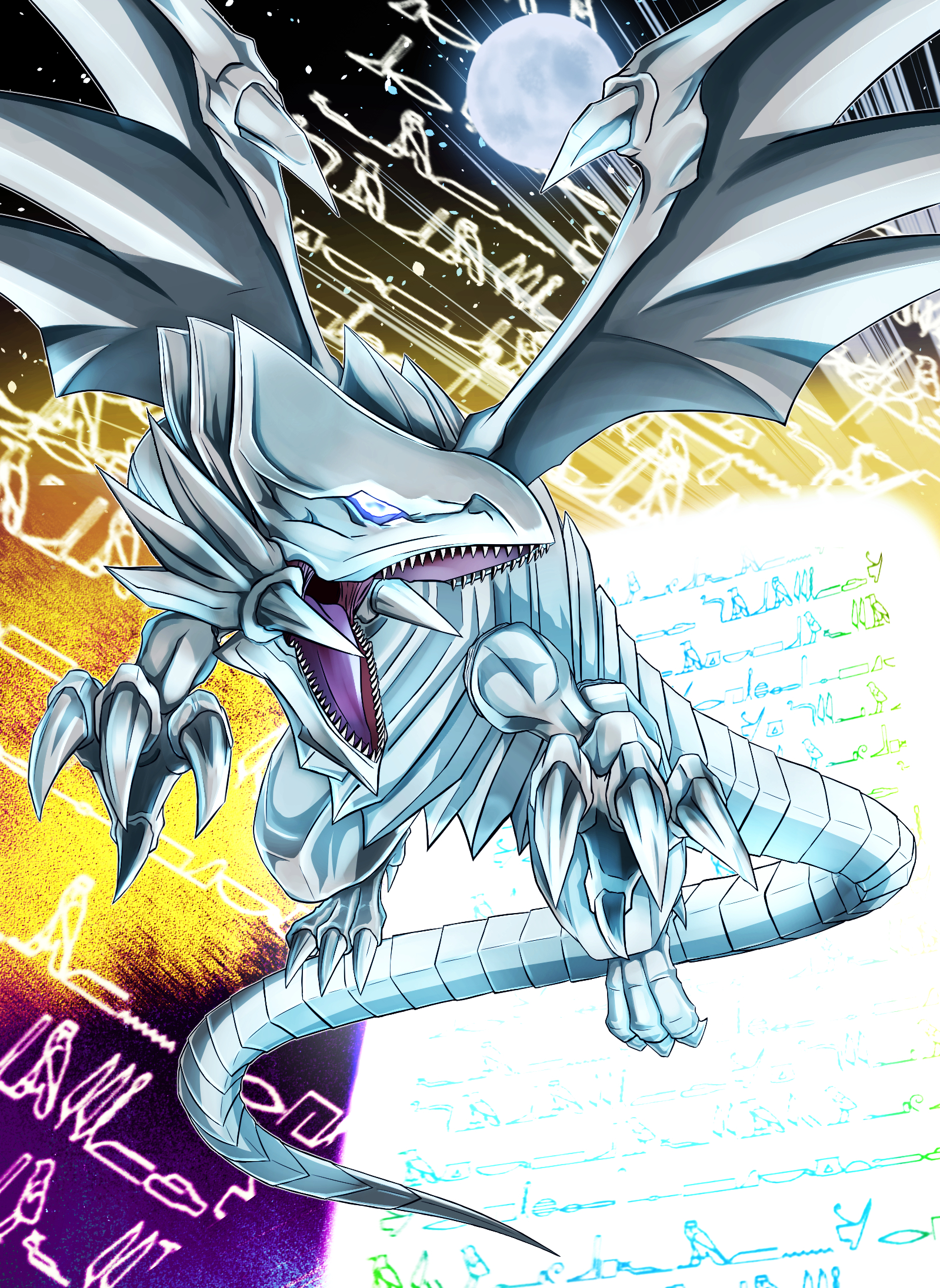 Anime 1598x2192 anime Yu-Gi-Oh! Blue-Eyes White Dragon dragon Trading Card Games artwork digital art fan art
