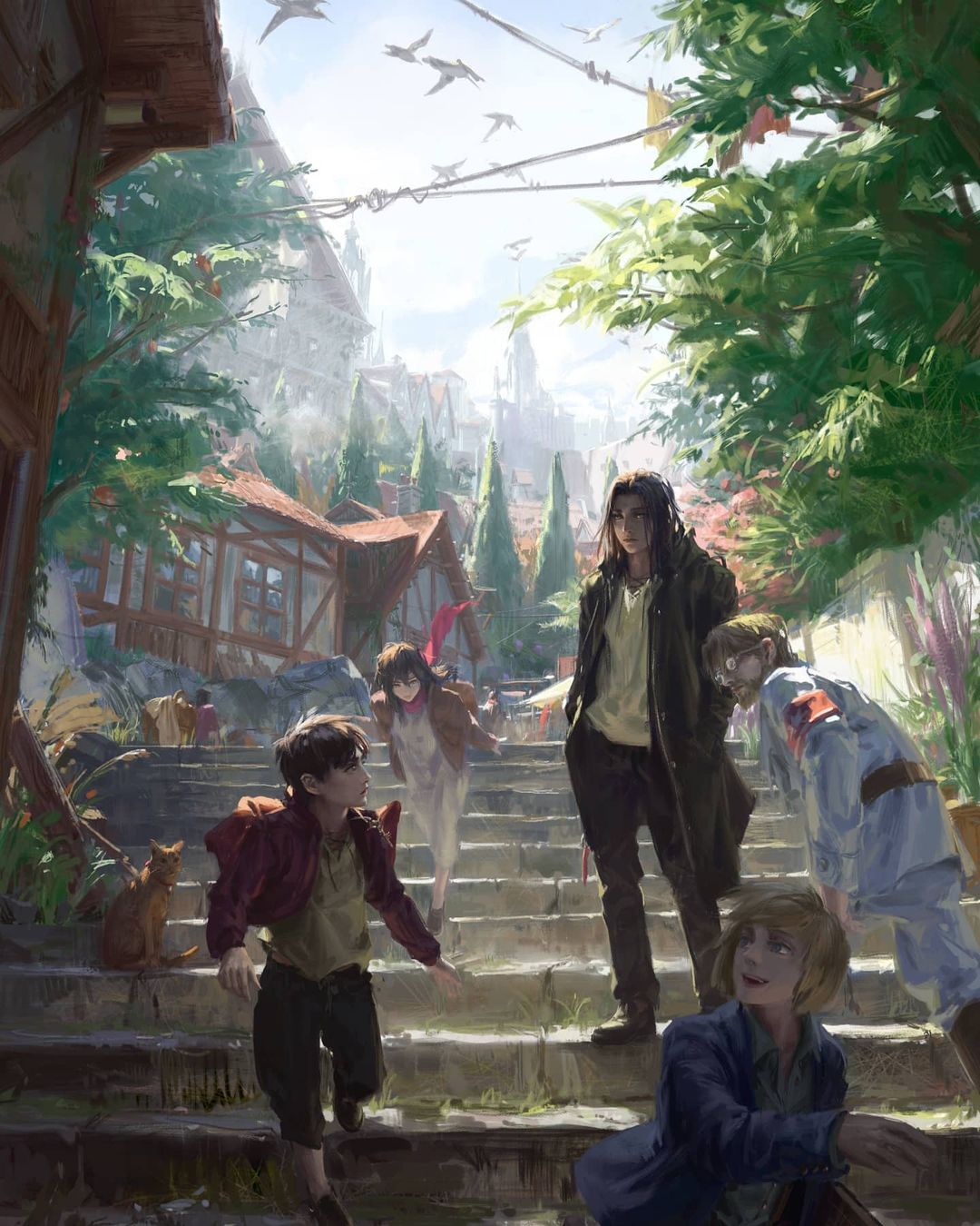 Anime 1080x1350 Shingeki no Kyojin Eren Jeager anime anime boys outdoors stairs