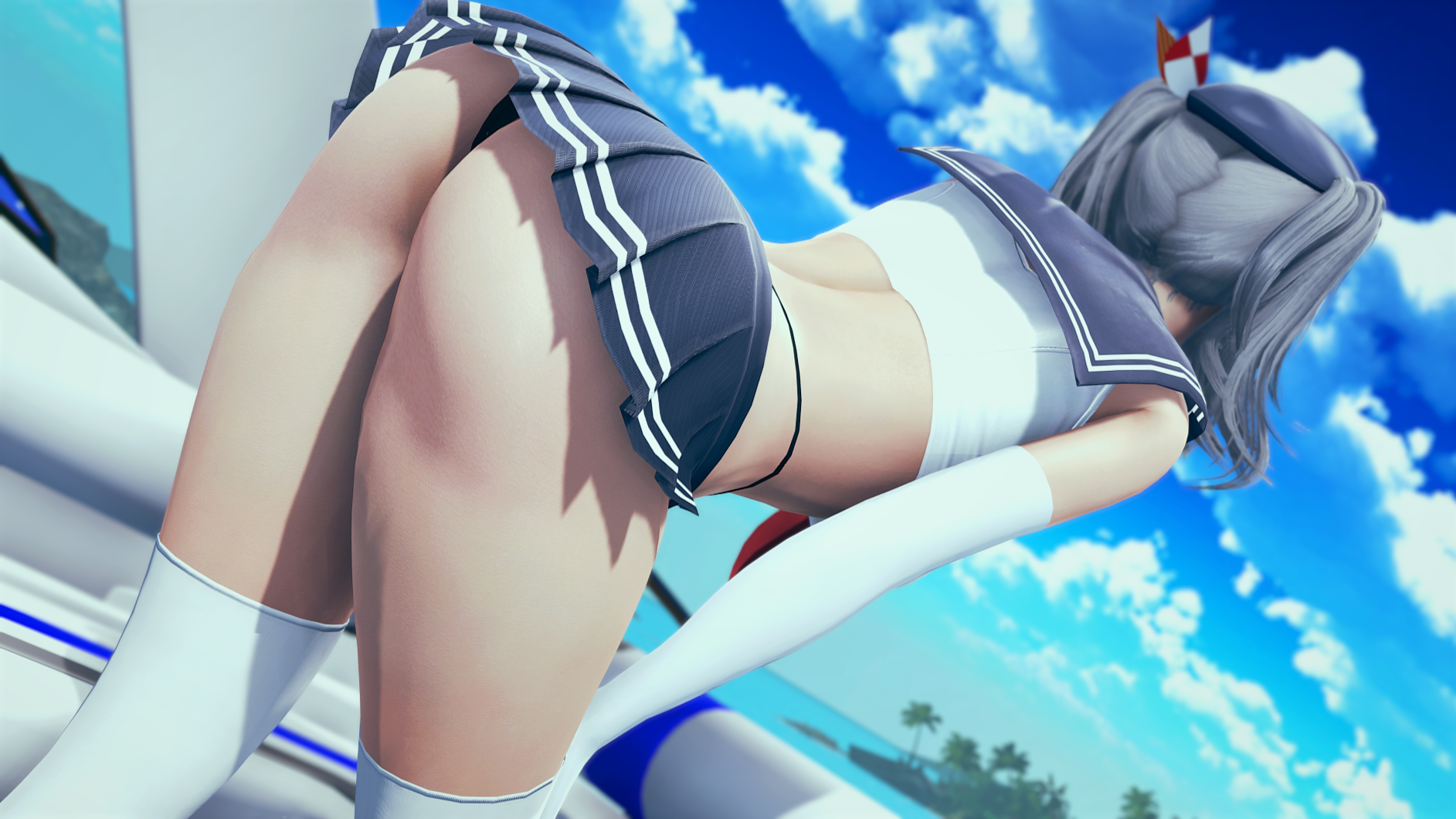 Anime 1885x1060 anime girls anime sailor uniform underwear ass thick thigh knee-highs artwork digital art CGI curvy fan art panties micro skirt