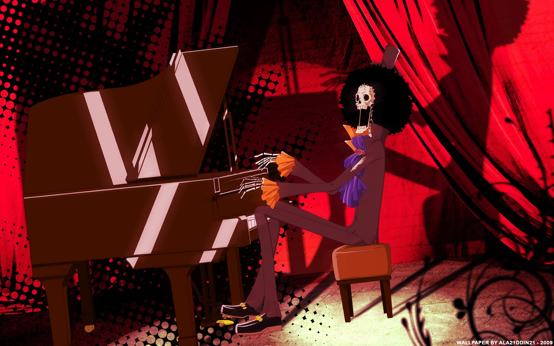 Anime 1920x1200 One Piece Brook anime red piano