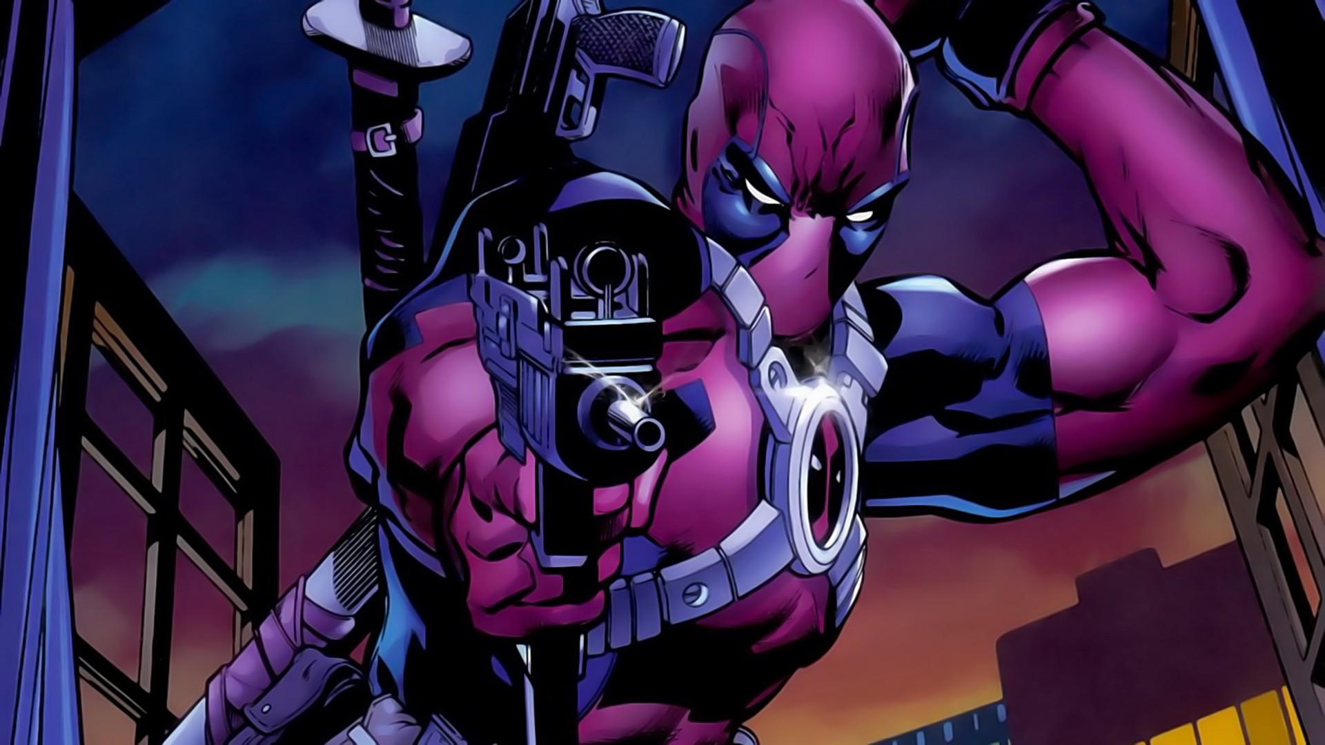 General 1920x1080 Deadpool Marvel Comics weapon antiheroes digital art