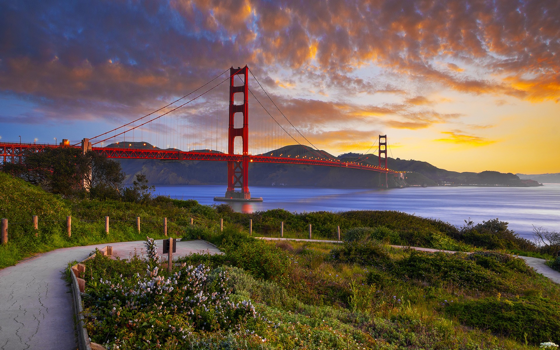 General 1920x1200 landscape Golden Gate Bridge USA sky clouds suspension bridge San Francisco
