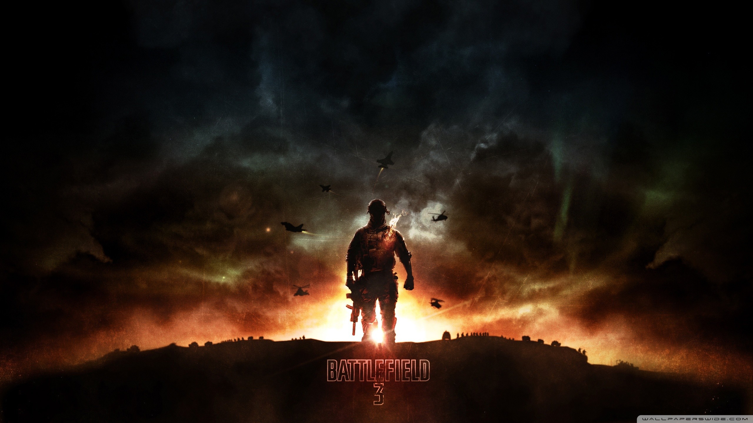 General 2560x1440 Battlefield (game) Battlefield 3 video games sky dark video game art soldier
