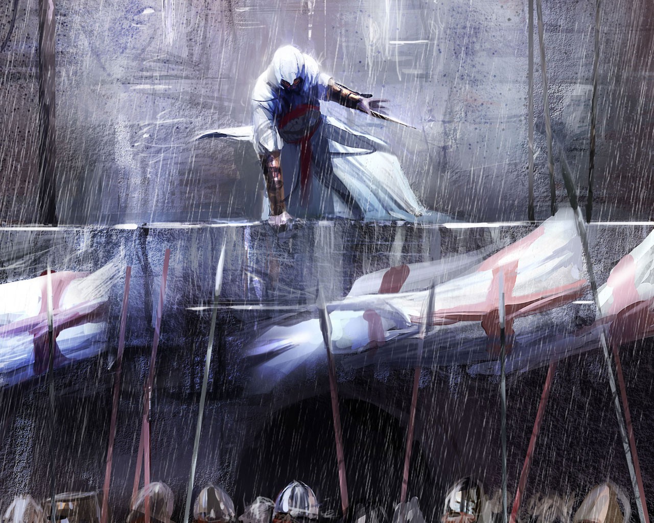 General 1280x1024 Assassin's Creed video games rain PC gaming video game art