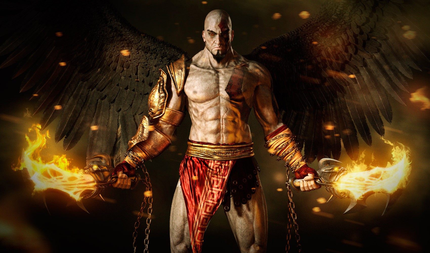General 1700x1001 God of War Kratos video games wings artwork God of War III video game art video game man muscular standing