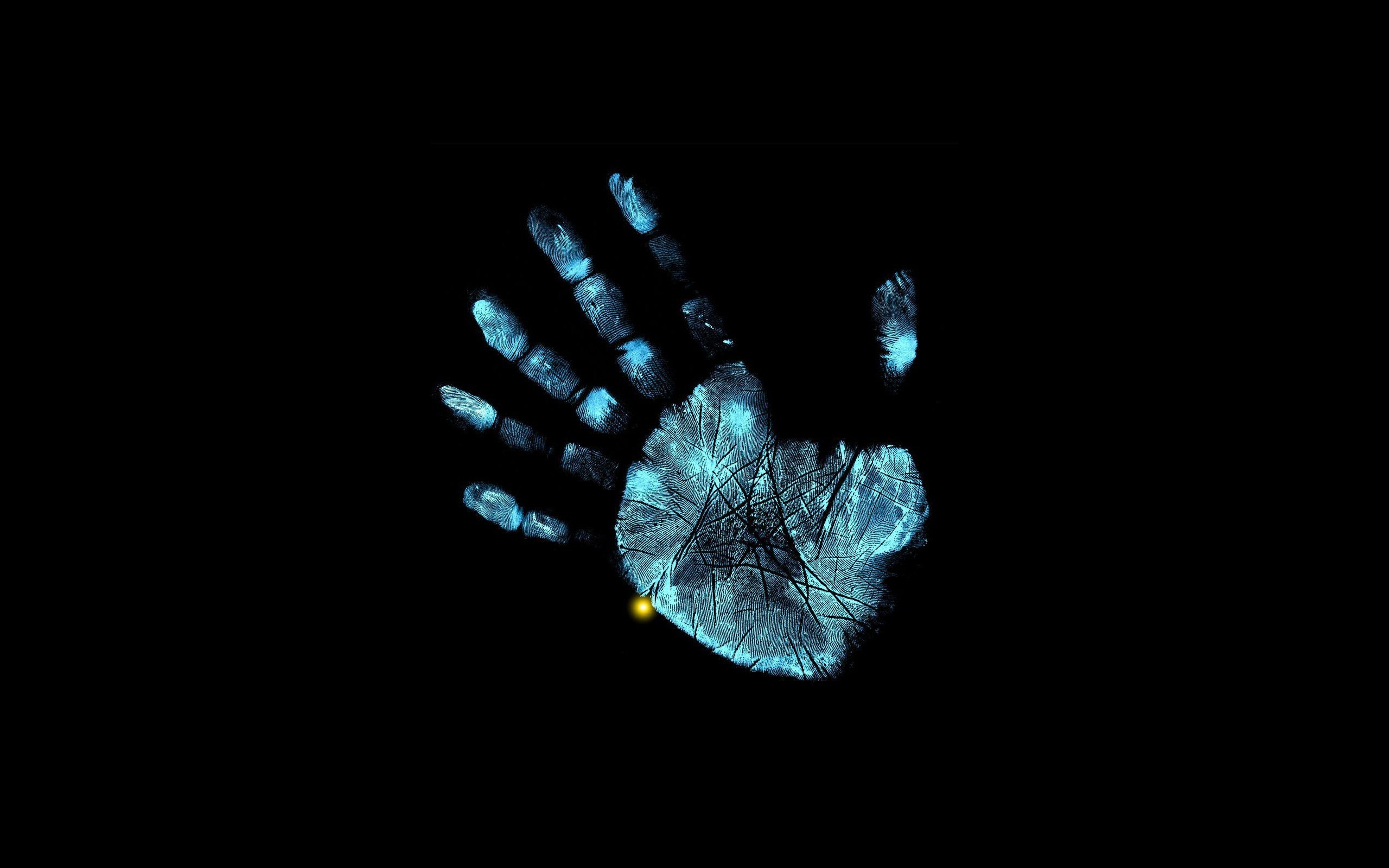 General 2560x1600 Fringe (TV series) handprints black background minimalism hands fingers aliens simple background cyan TV series