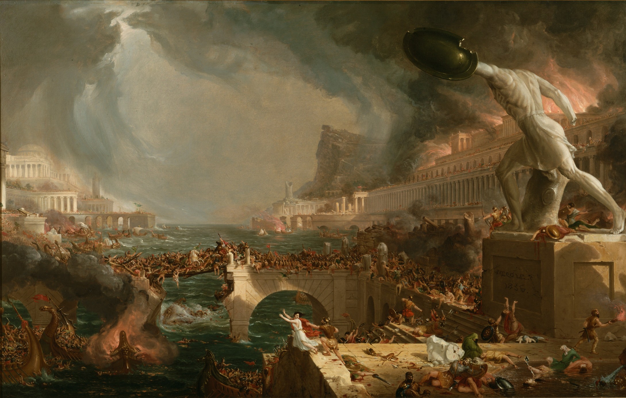 General 2178x1384 Thomas Cole painting classic art artwork fire burning cityscape Rome