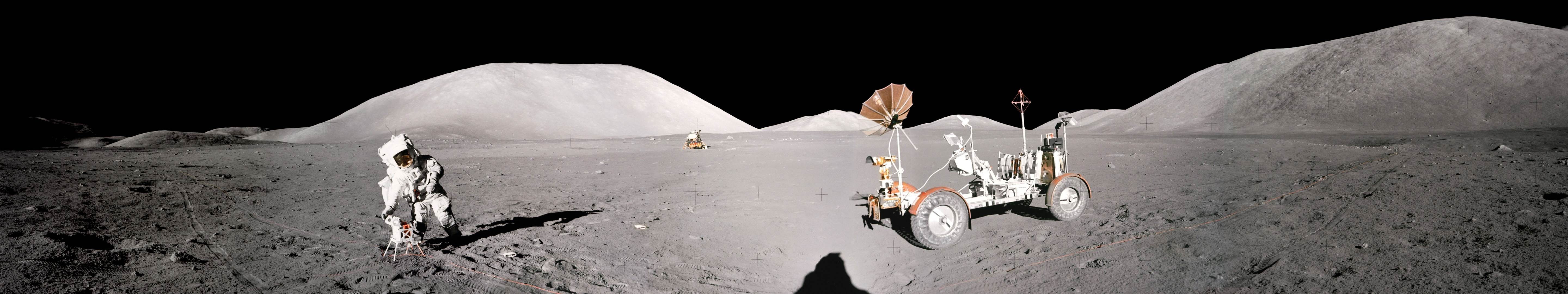 General 5760x1080 Moon space vehicle astronaut NASA Apollo program