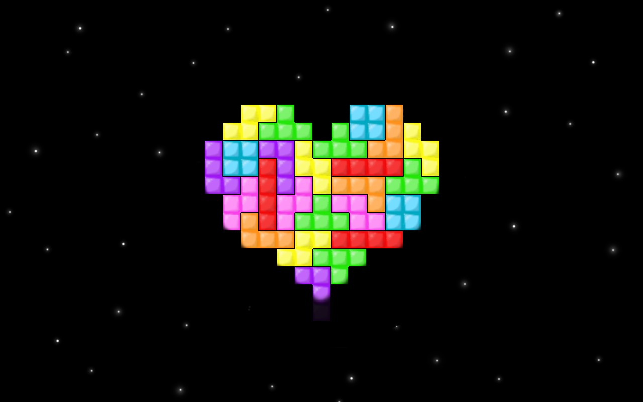 General 1280x800 Tetris colorful video games video game art heart (design) simple background