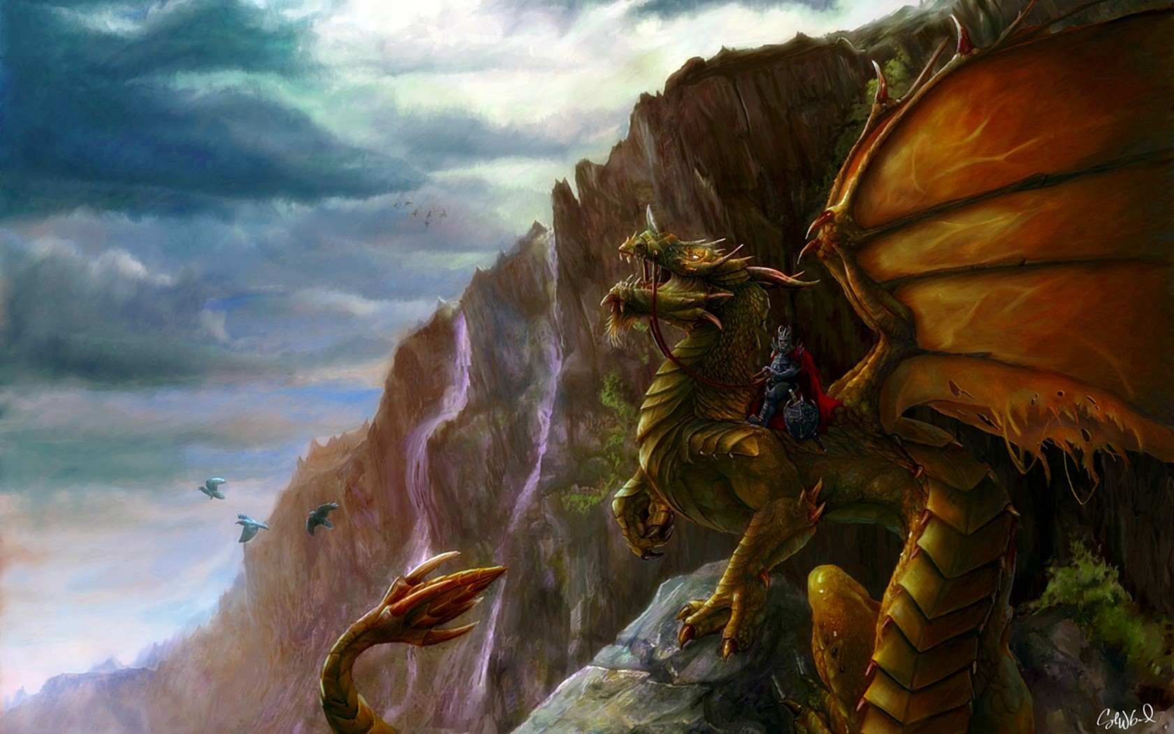 General 1680x1050 dragon fantasy girl fantasy art creature