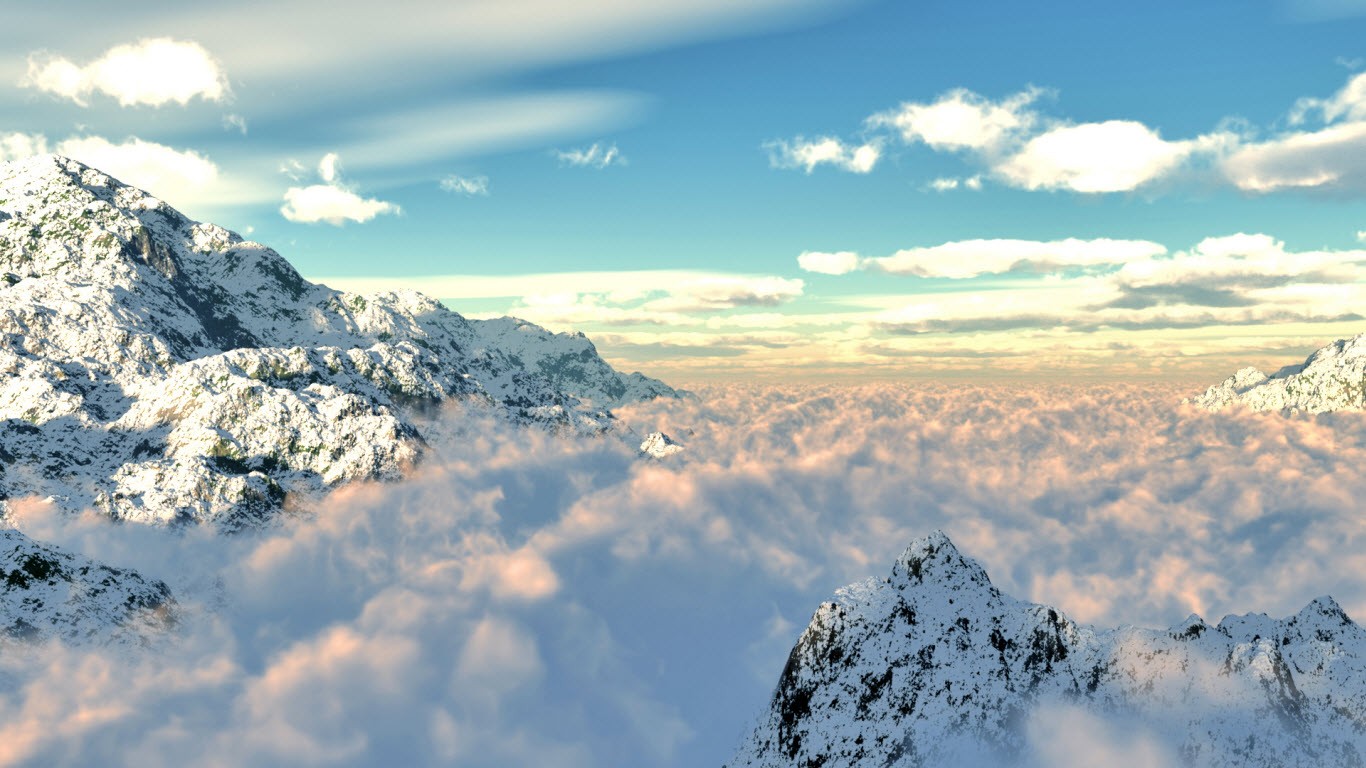 General 1366x768 nature landscape clouds mountains skyscape snowy peak