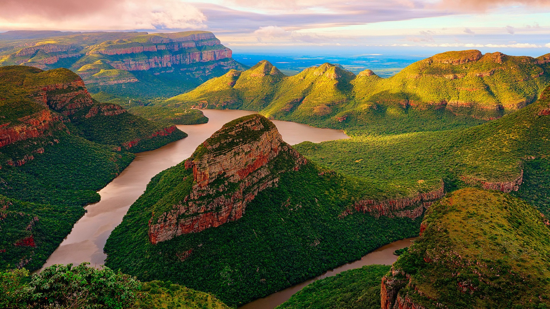 General 1920x1080 nature landscape mountains trees clouds aerial view forest South Africa canyon river rocks valley Blyde River Canyon