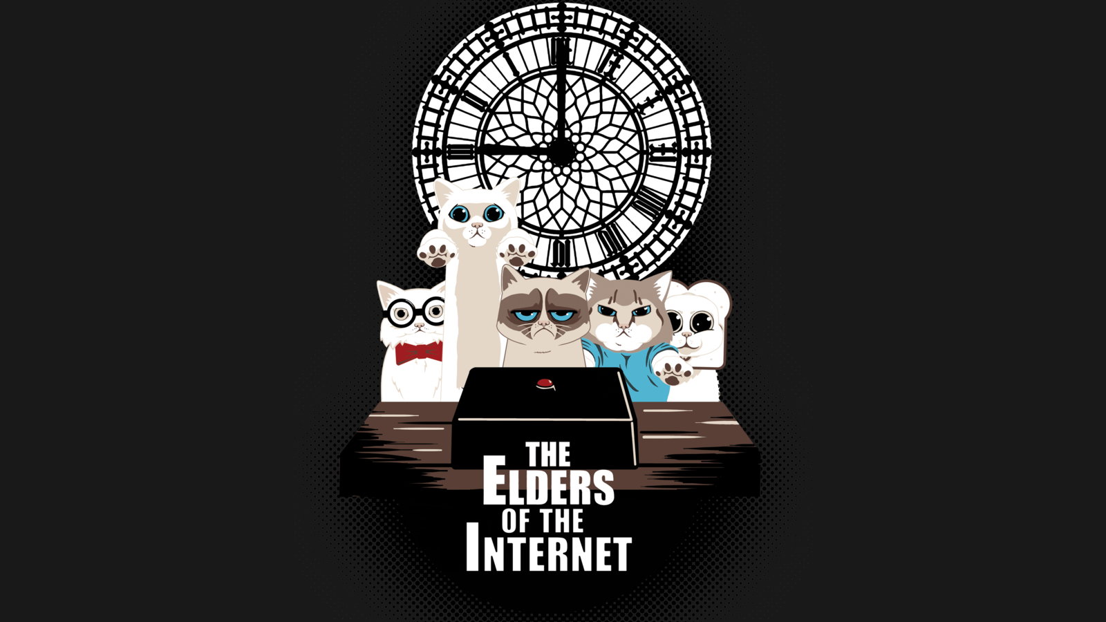 General 1600x900 humor internet artwork black background cats animals mammals clocks