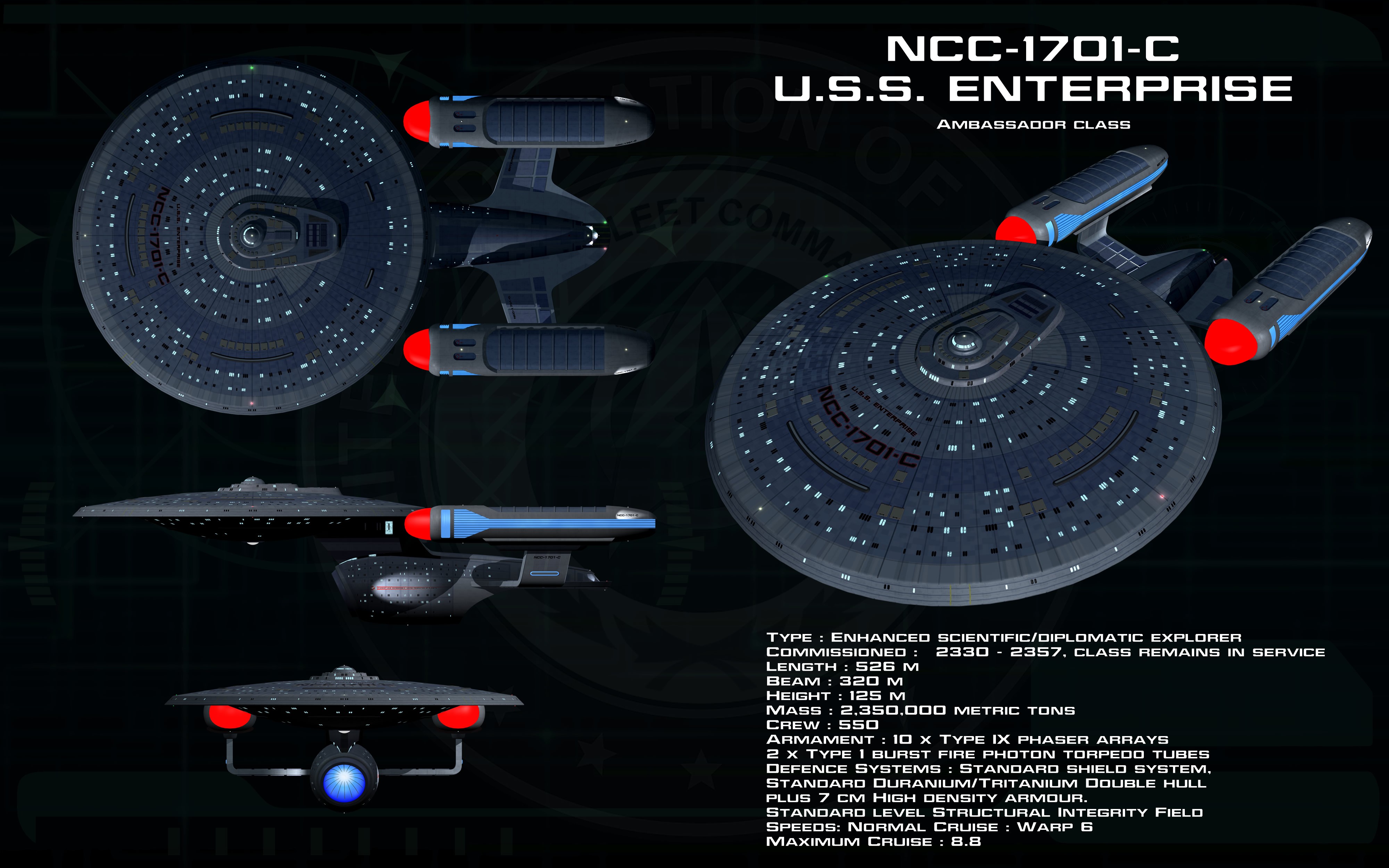 General 4000x2500 Star Trek spaceship USS Enterprise (spaceship) USS Enterprise NCC 1701 C vehicle science fiction Star Trek Ships TV series digital art text