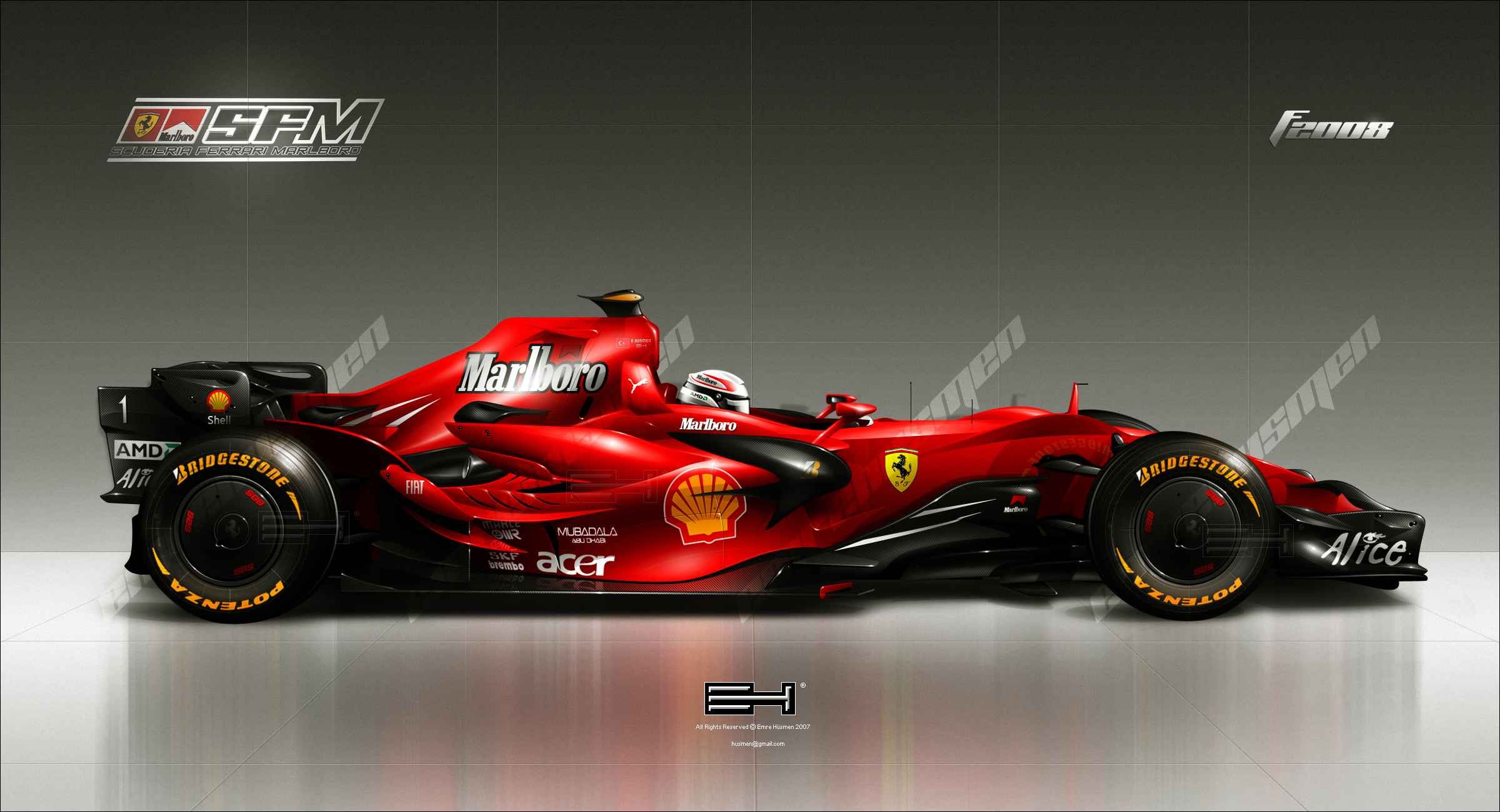 General 2400x1300 vehicle car 2008 (Year) race cars red cars motorsport sport Ferrari Formula 1