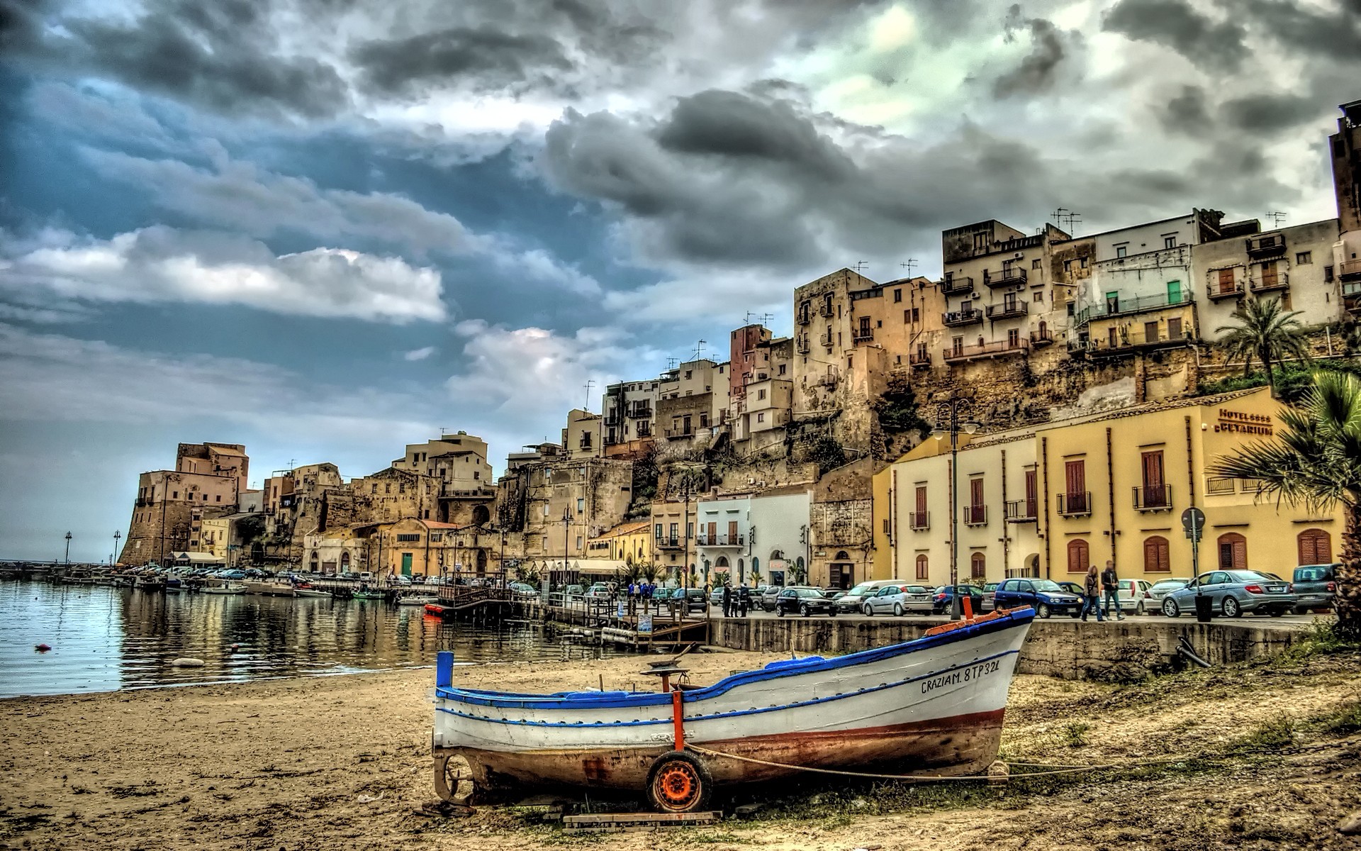 General 1920x1200 Italy panorama sea nature boat HDR coast vehicle town