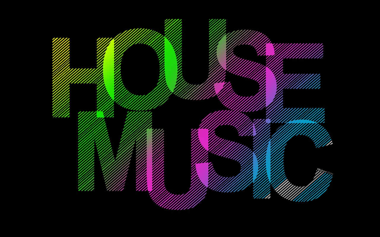 General 1280x800 house music typography black background stripes