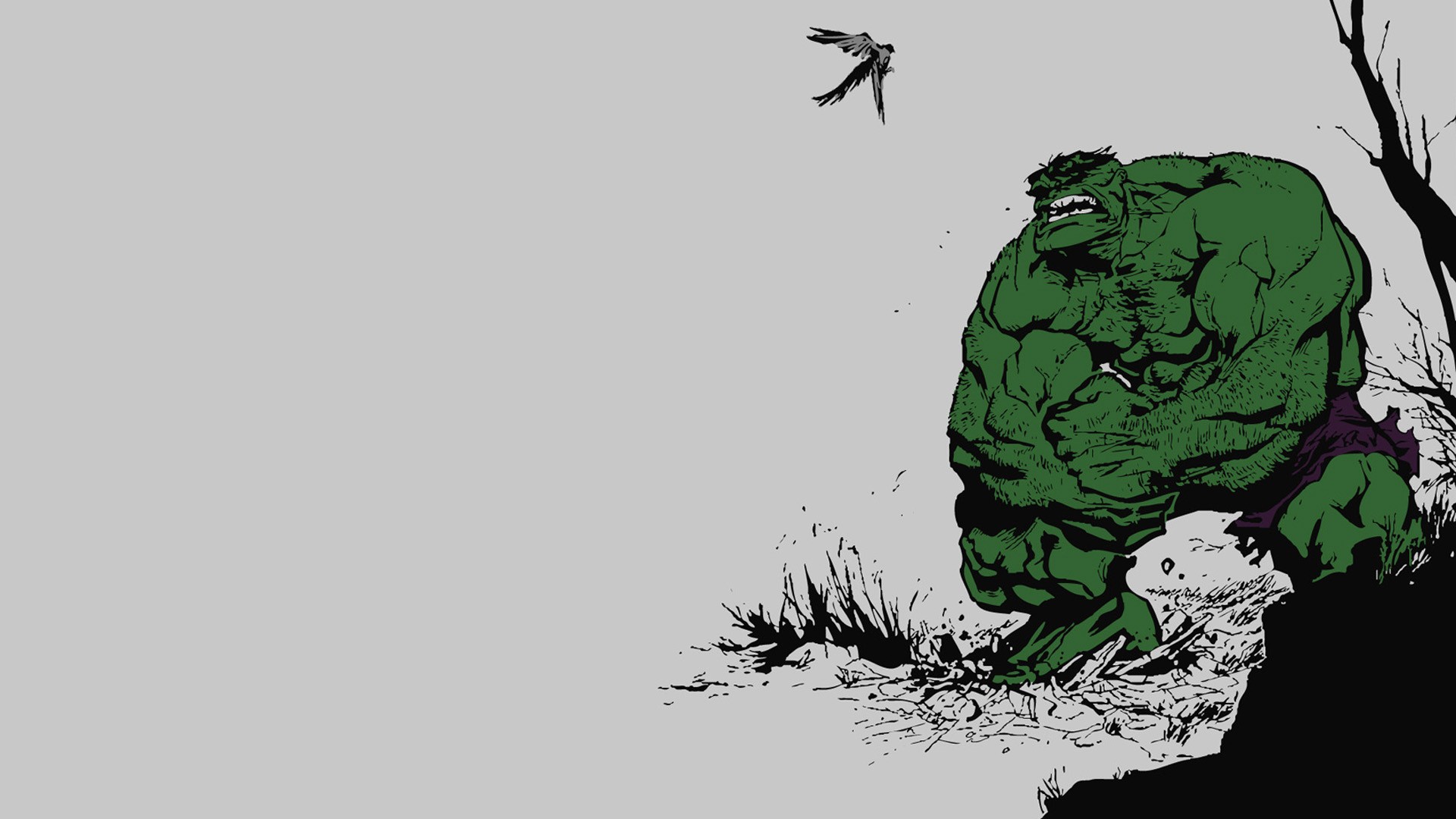 General 1920x1080 Hulk Marvel Comics drawing comic art simple background angry green skin