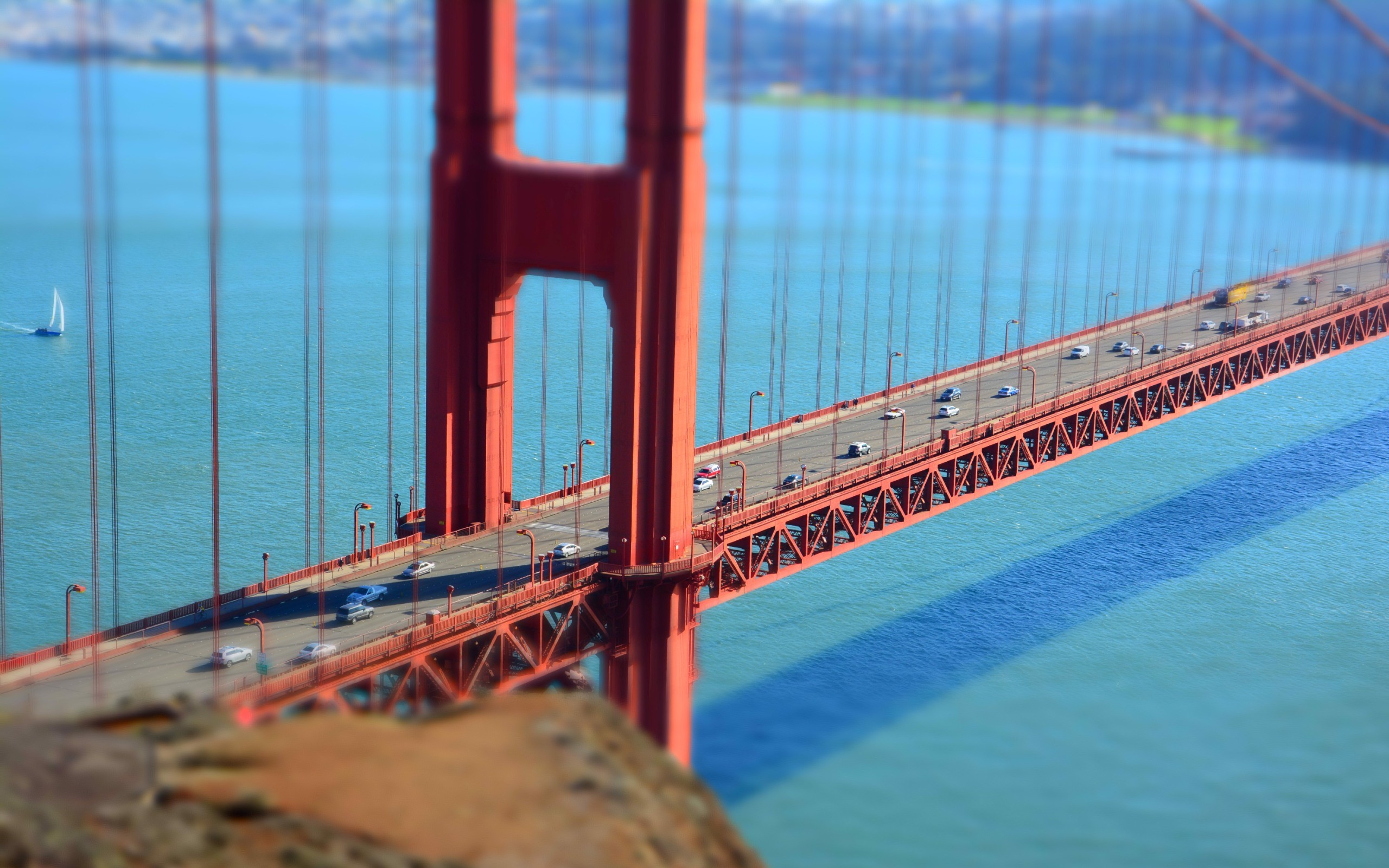 General 2560x1600 tilt shift Golden Gate Bridge bridge architecture San Francisco USA suspension bridge