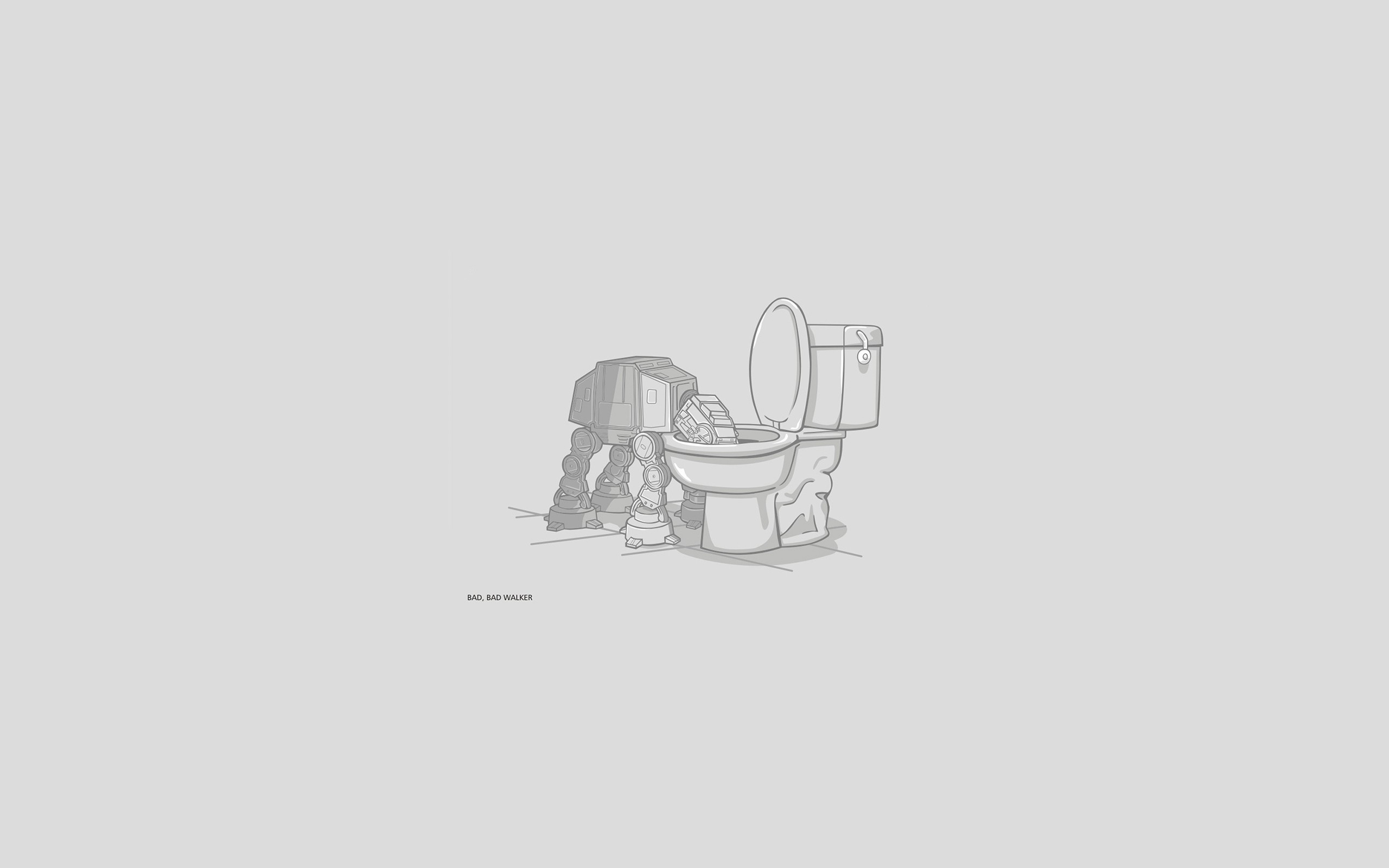 General 2560x1600 Star Wars toilets minimalism humor AT-AT simple background Star Wars Humor monochrome