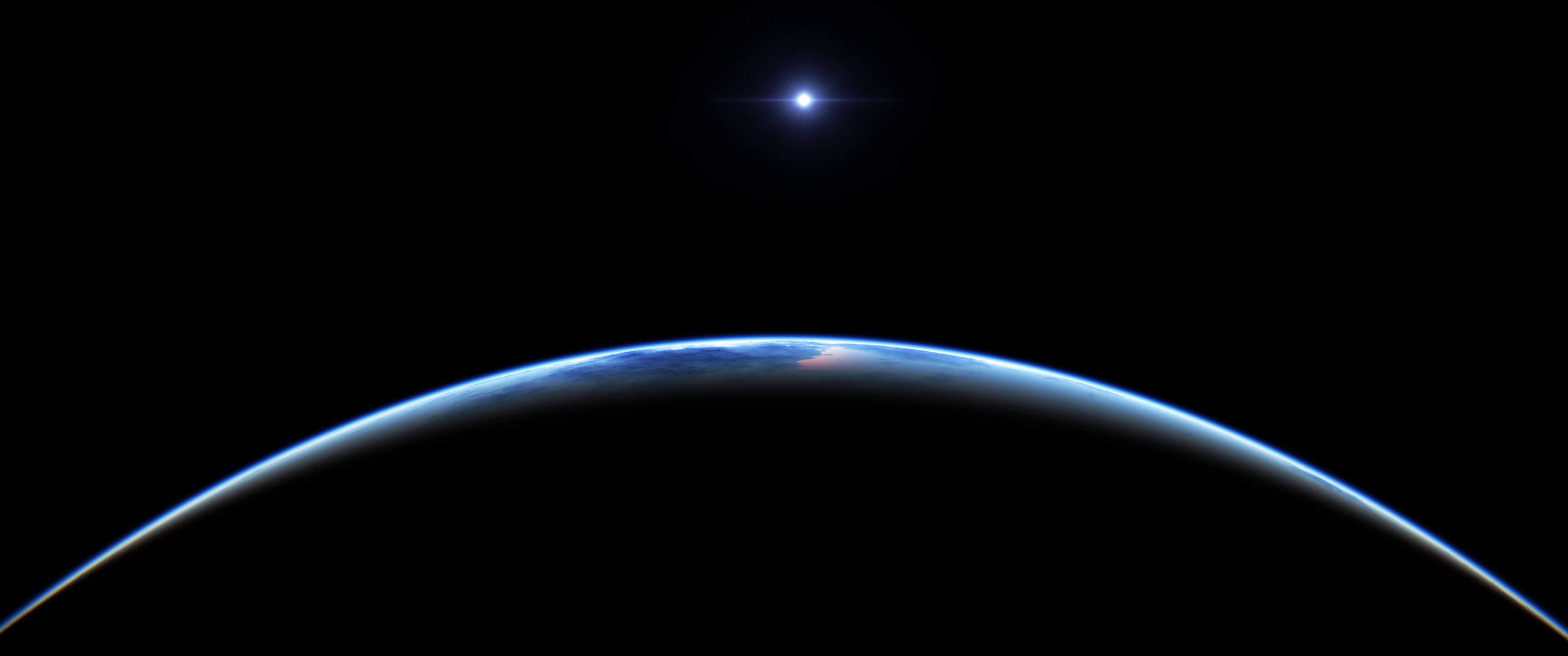 General 3440x1440 stars space art CGI digital art fisheye lens space planet