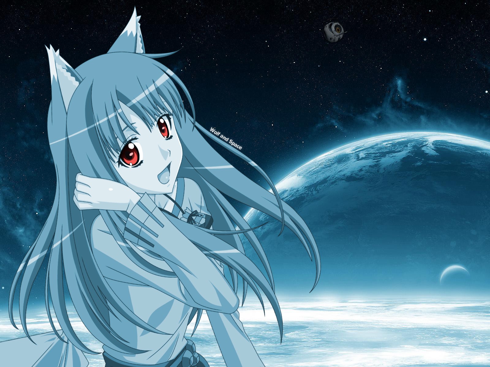Anime 1600x1200 Holo (Spice and Wolf) Spice and Wolf wolf girls anime girls anime red eyes animal ears planet